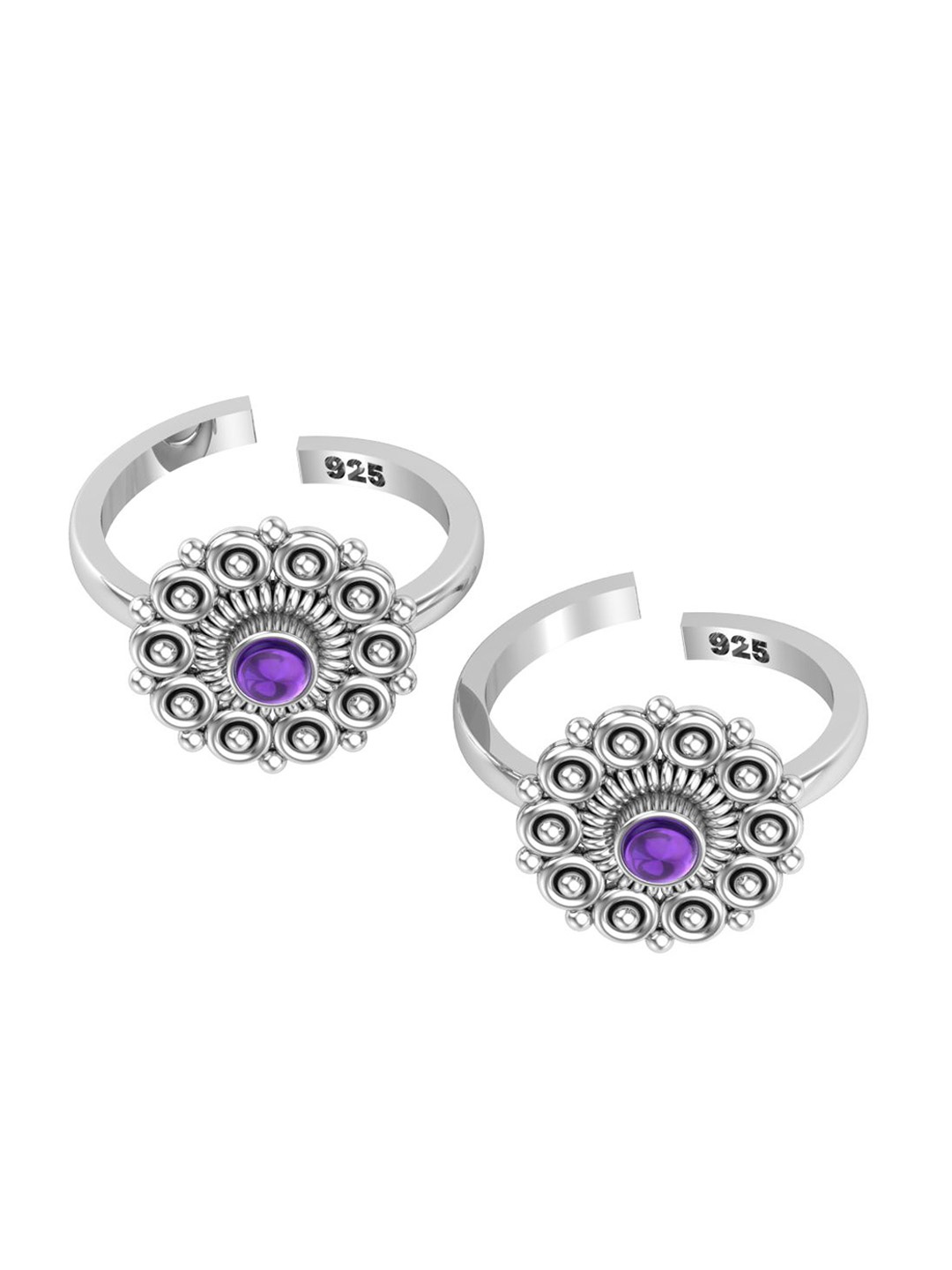 Peenzone Jewellers 925 Sterling Silver-Plated Amethyst Studded Round Shape Cup Toe Rings
Peenzone Jewellers 925 Sterling Silver-Plated Amethyst Studded Round Shape Cup Toe Rings