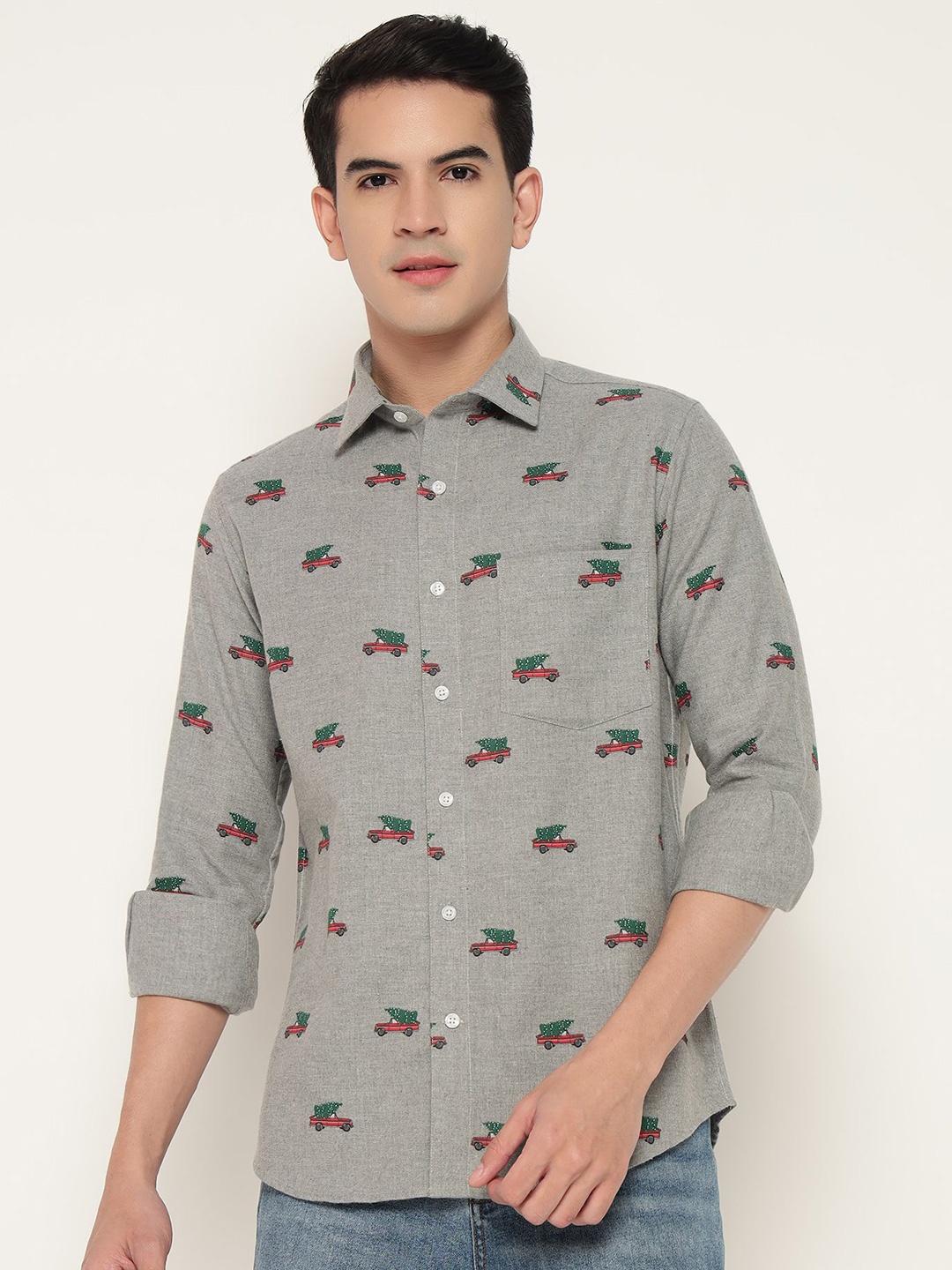 PRIME PORTER Men Slim Fit Spread Collar Conversational Printed Cotton Casual Shirt, Grey
PRIME PORTER Men Slim Fit Spread Collar Conversational Printed Cotton Casual Shirt, Grey