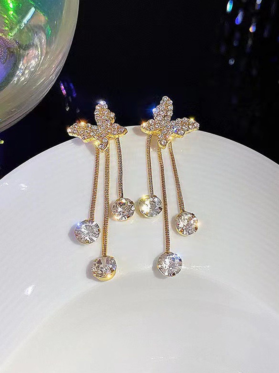 PolluxCraft Gold-Plated American Diamond Studded Contemporary Shaped Drop Earrings, White
PolluxCraft Gold-Plated American Diamond Studded Contemporary Shaped Drop Earrings, White