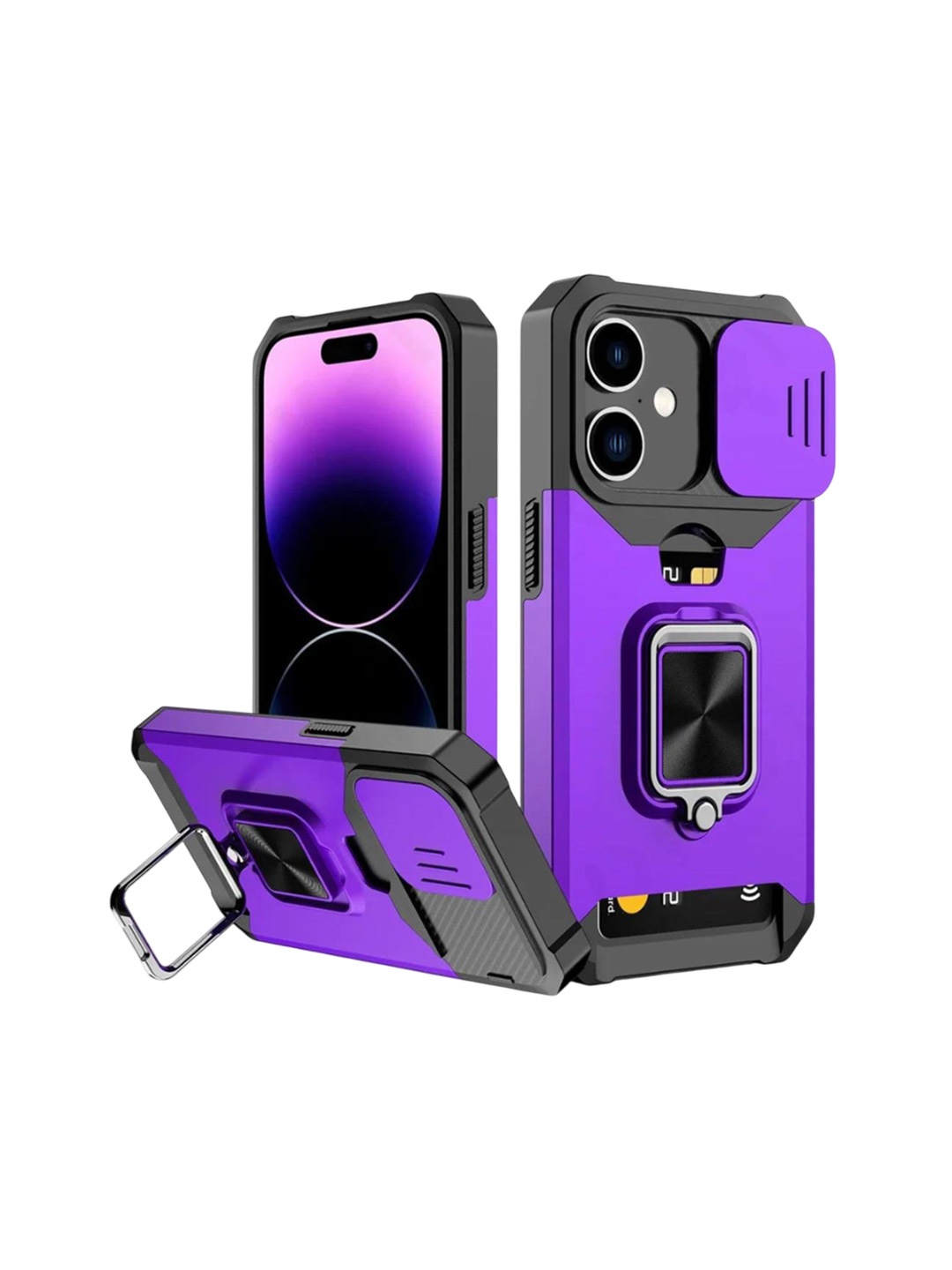 Luxury Kase LK177 Camera Slide Protection Ring Magnetic Kickstand iPhone 16 Plus Back Case, Purple
Luxury Kase LK177 Camera Slide Protection Ring Magnetic Kickstand iPhone 16 Plus Back Case, Purple