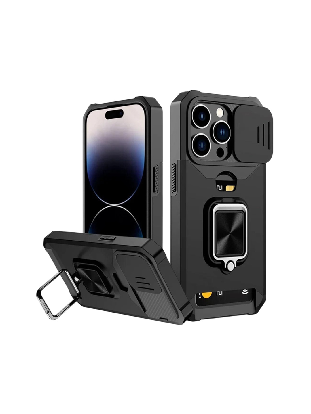 Luxury Kase LK177 Camera Slide Protection Ring Magnetic Kickstand iPhone 16 Pro Back Case, Black
Luxury Kase LK177 Camera Slide Protection Ring Magnetic Kickstand iPhone 16 Pro Back Case, Black