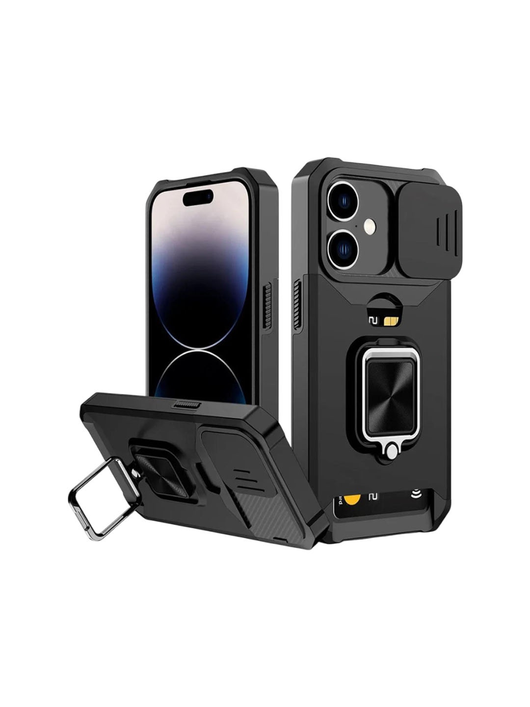Luxury Kase LK177 Camera Slide Protection Card Holder Kickstand Solid iPhone 16 Back Case, Black
Luxury Kase LK177 Camera Slide Protection Card Holder Kickstand Solid iPhone 16 Back Case, Black