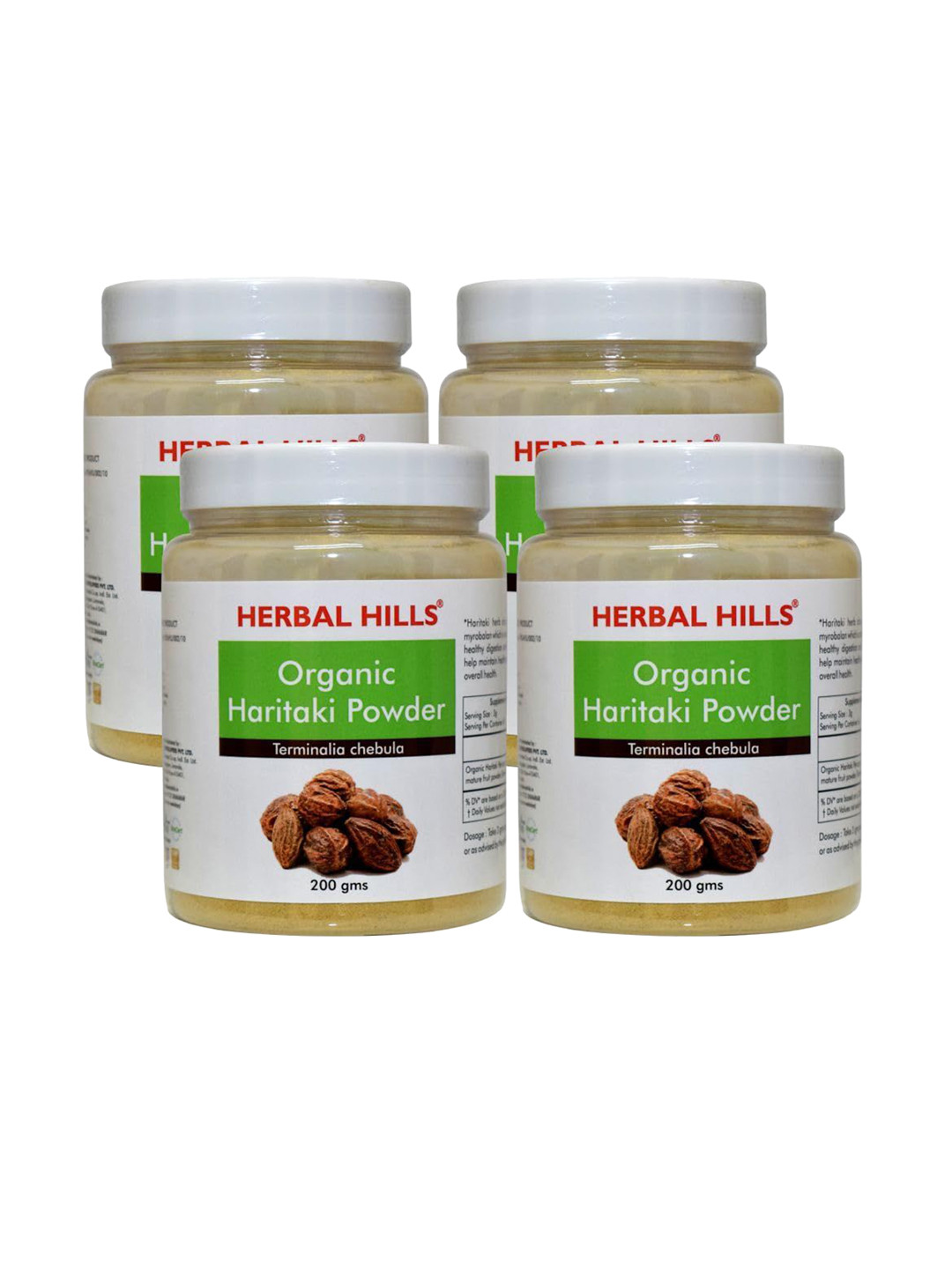 Herbal Hills Set Of 4 Organic Haritaki Powder - 200 g Each, White 
Herbal Hills Set Of 4 Organic Haritaki Powder - 200 g Each, White