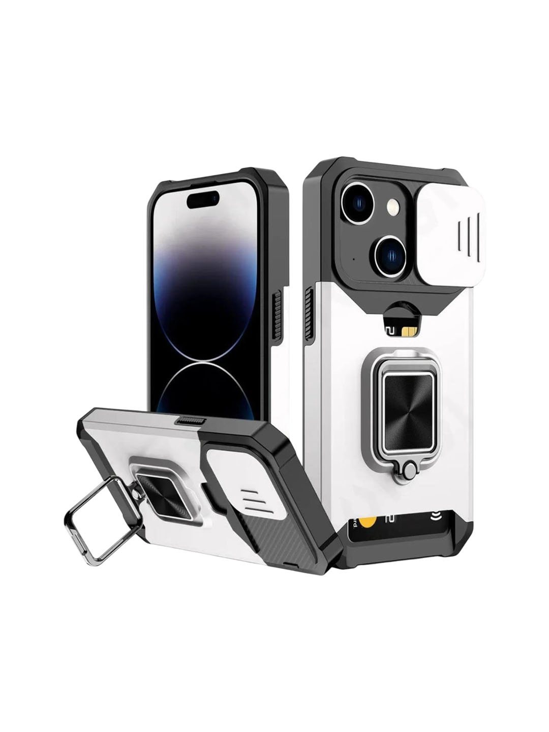 Luxury Kase LK177 Camera Slide Protection Ring Magnetic Kickstand iPhone 14 Plus Back Case, White
Luxury Kase LK177 Camera Slide Protection Ring Magnetic Kickstand iPhone 14 Plus Back Case, White