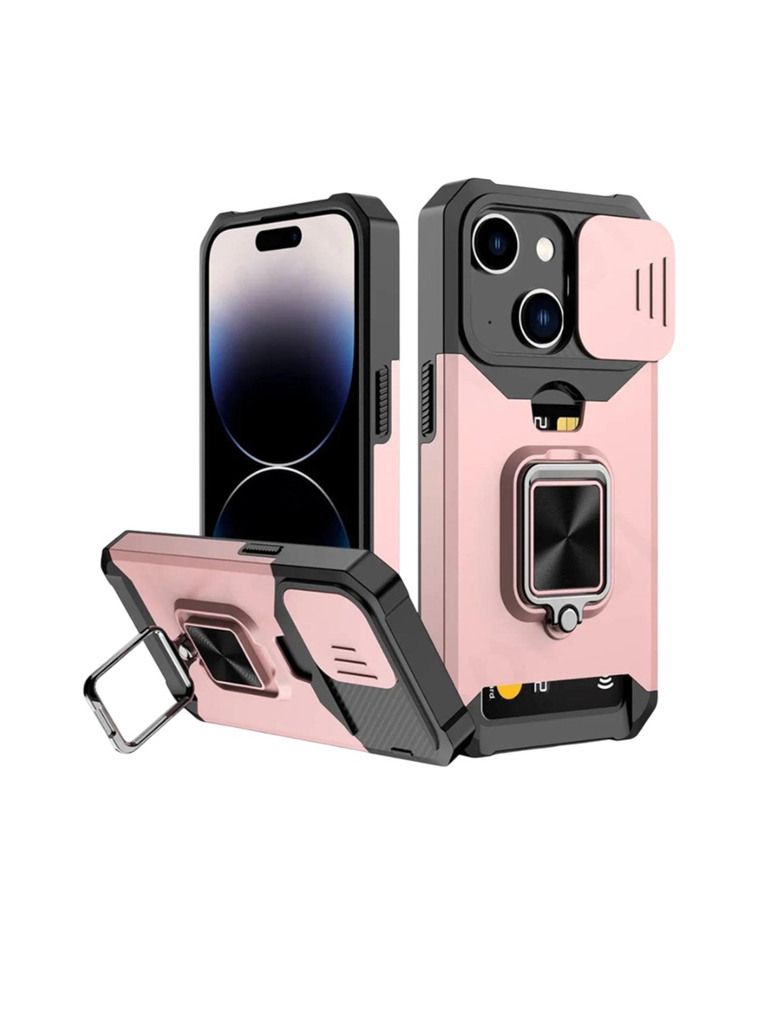 Luxury Kase LK177 Camera Slide Protection Card Holder Kickstand Solid iPhone 14 Back Case, Rose gold
Luxury Kase LK177 Camera Slide Protection Card Holder Kickstand Solid iPhone 14 Back Case, Rose gold