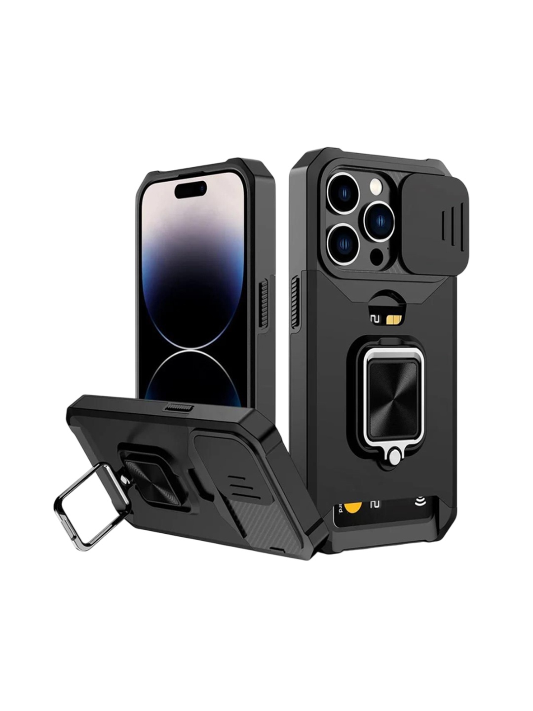 Luxury Kase LK177 Camera Slide Protection Card Holder Solid iPhone 14 Pro Back Case, Black
Luxury Kase LK177 Camera Slide Protection Card Holder Solid iPhone 14 Pro Back Case, Black