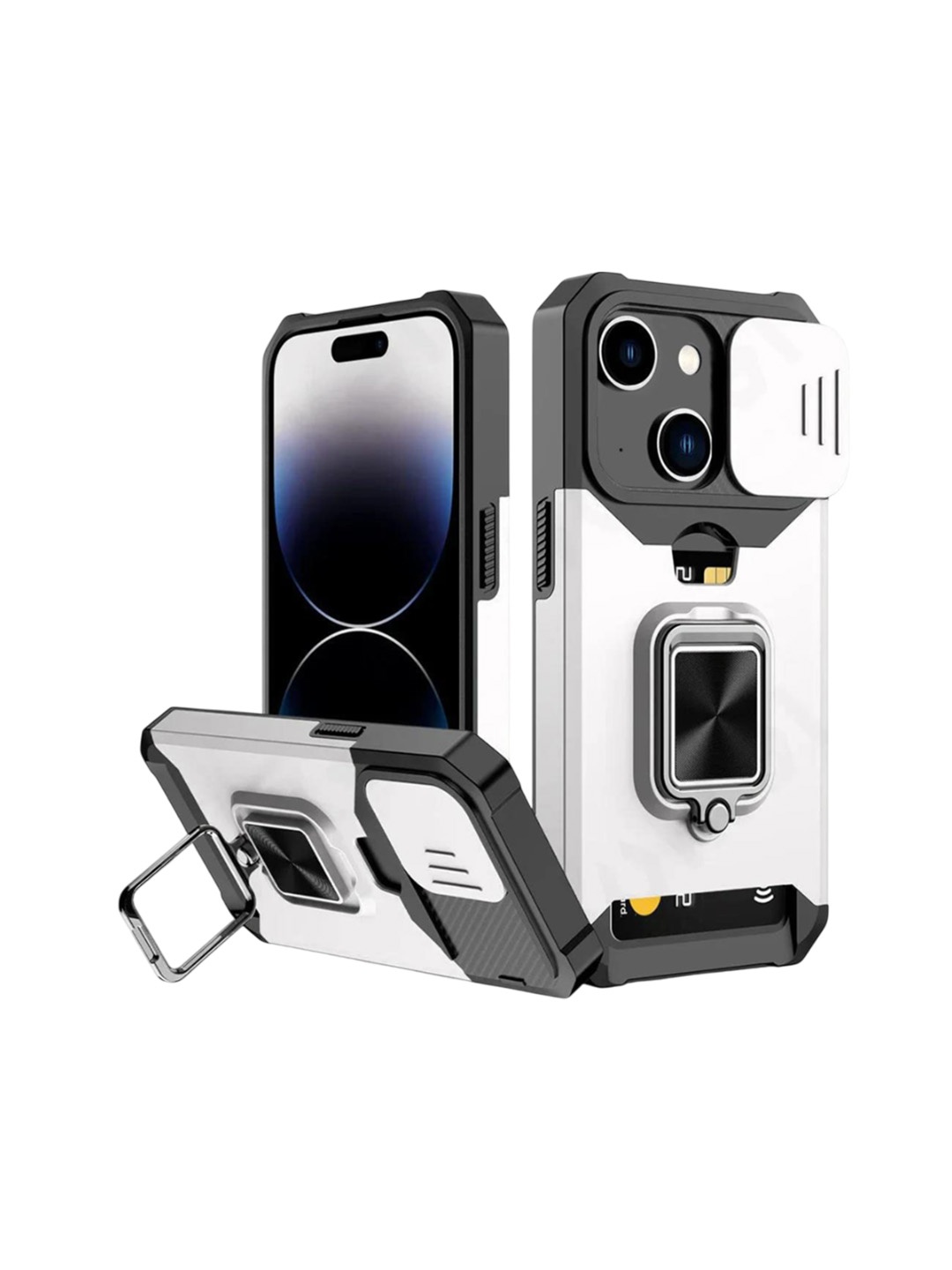 Luxury Kase LK177 Camera Slide Protection Ring Magnetic Kickstand iPhone 14 Back Case, White
Luxury Kase LK177 Camera Slide Protection Ring Magnetic Kickstand iPhone 14 Back Case, White