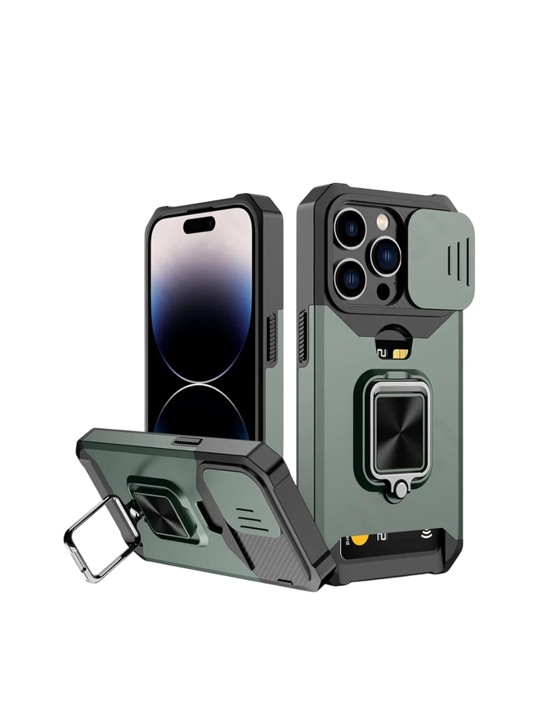 Luxury Kase LK177 Camera Slide Protection Card Holder Solid iPhone 14 Pro Max Back Case, Green
Luxury Kase LK177 Camera Slide Protection Card Holder Solid iPhone 14 Pro Max Back Case, Green