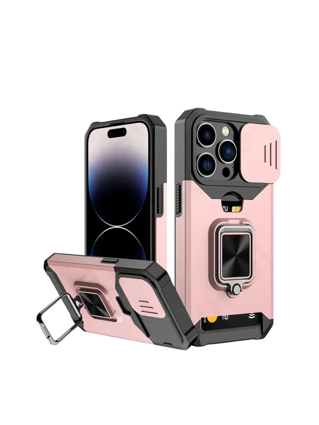Luxury Kase LK177 Camera Slide Protection Ring Magnetic Kickstand iPhone 14 Pro Back Case, Rose gold
Luxury Kase LK177 Camera Slide Protection Ring Magnetic Kickstand iPhone 14 Pro Back Case, Rose gold