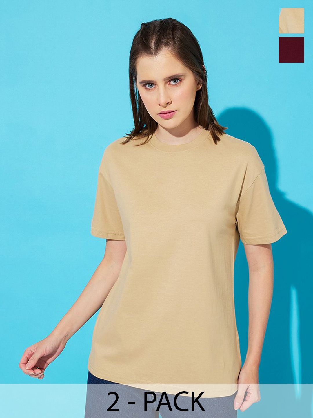 The Roadster Lifestyle Co. Women Pack Of 2 Solid Round Neck Cotton Relaxed Fit T-shirts, Maroon
The Roadster Lifestyle Co. Women Pack Of 2 Solid Round Neck Cotton Relaxed Fit T-shirts, Maroon