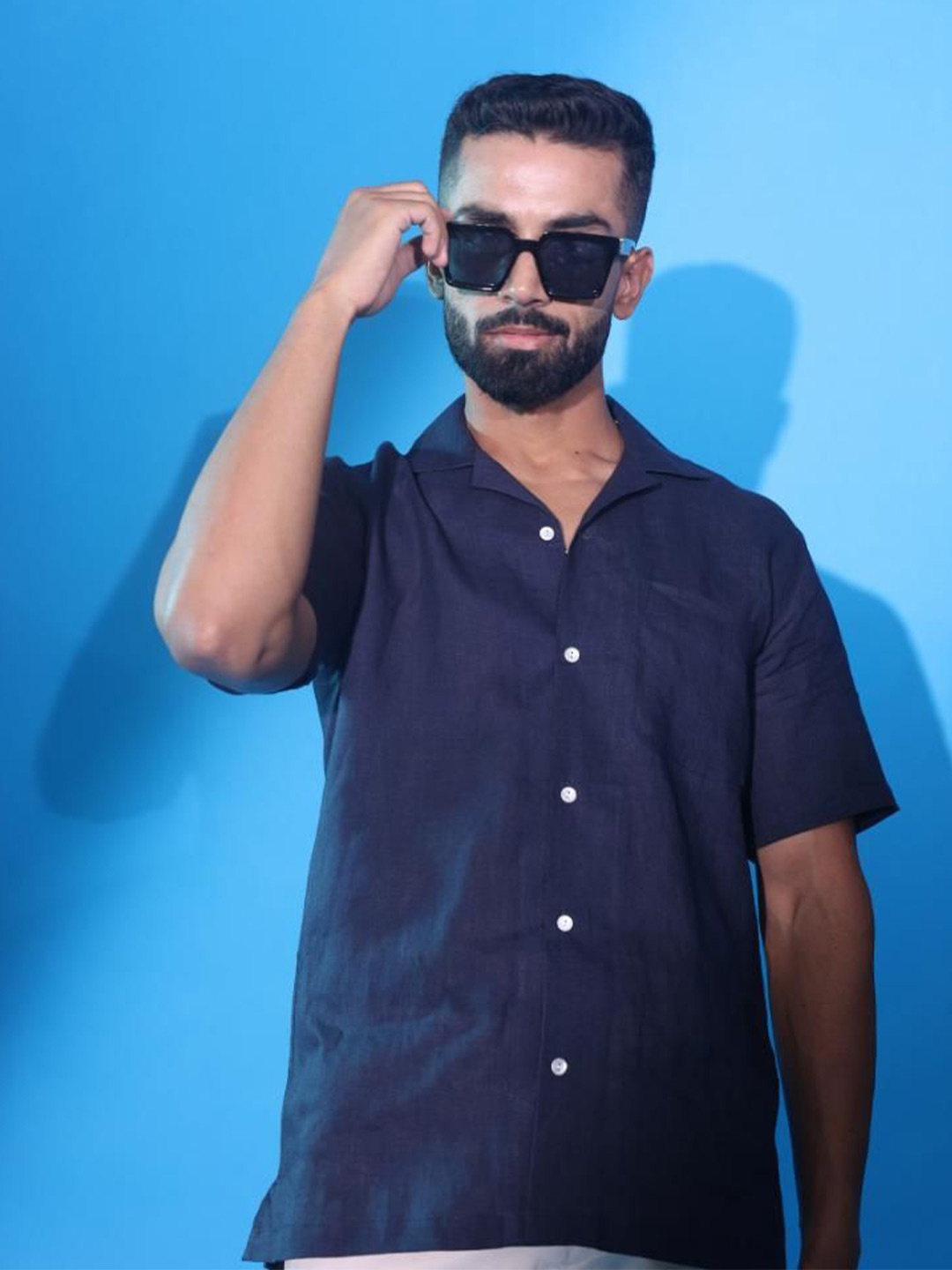 INAAYA JAIPUR Men Classic Relaxed Fit Cuban Collar Solid Linen Casual Shirt, Navy blue
INAAYA JAIPUR Men Classic Relaxed Fit Cuban Collar Solid Linen Casual Shirt, Navy blue