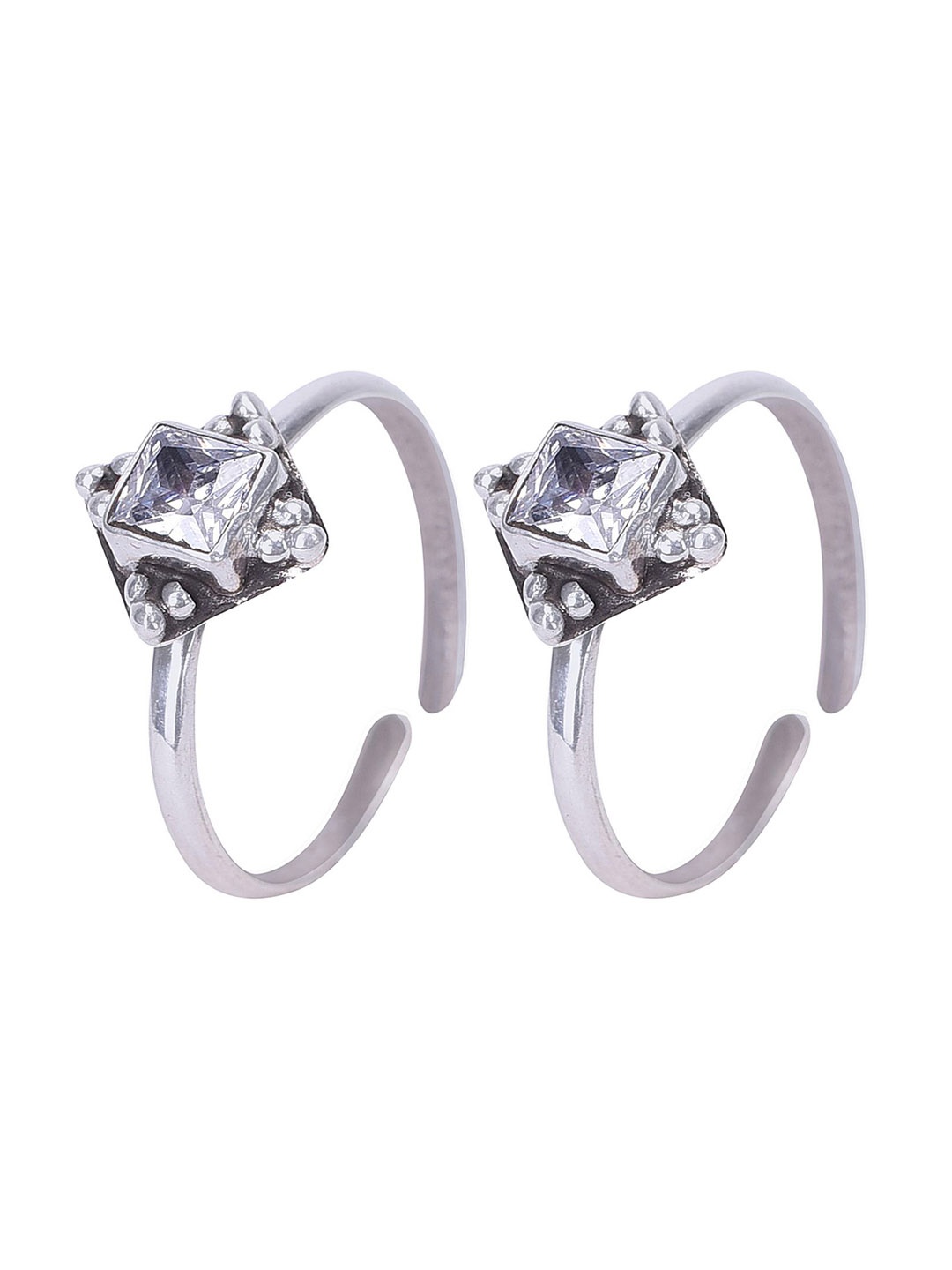 Peenzone Jewellers 925 Sterling Silver-Plated Cubic Zirconia Stone Studded Toe Rings
Peenzone Jewellers 925 Sterling Silver-Plated Cubic Zirconia Stone Studded Toe Rings