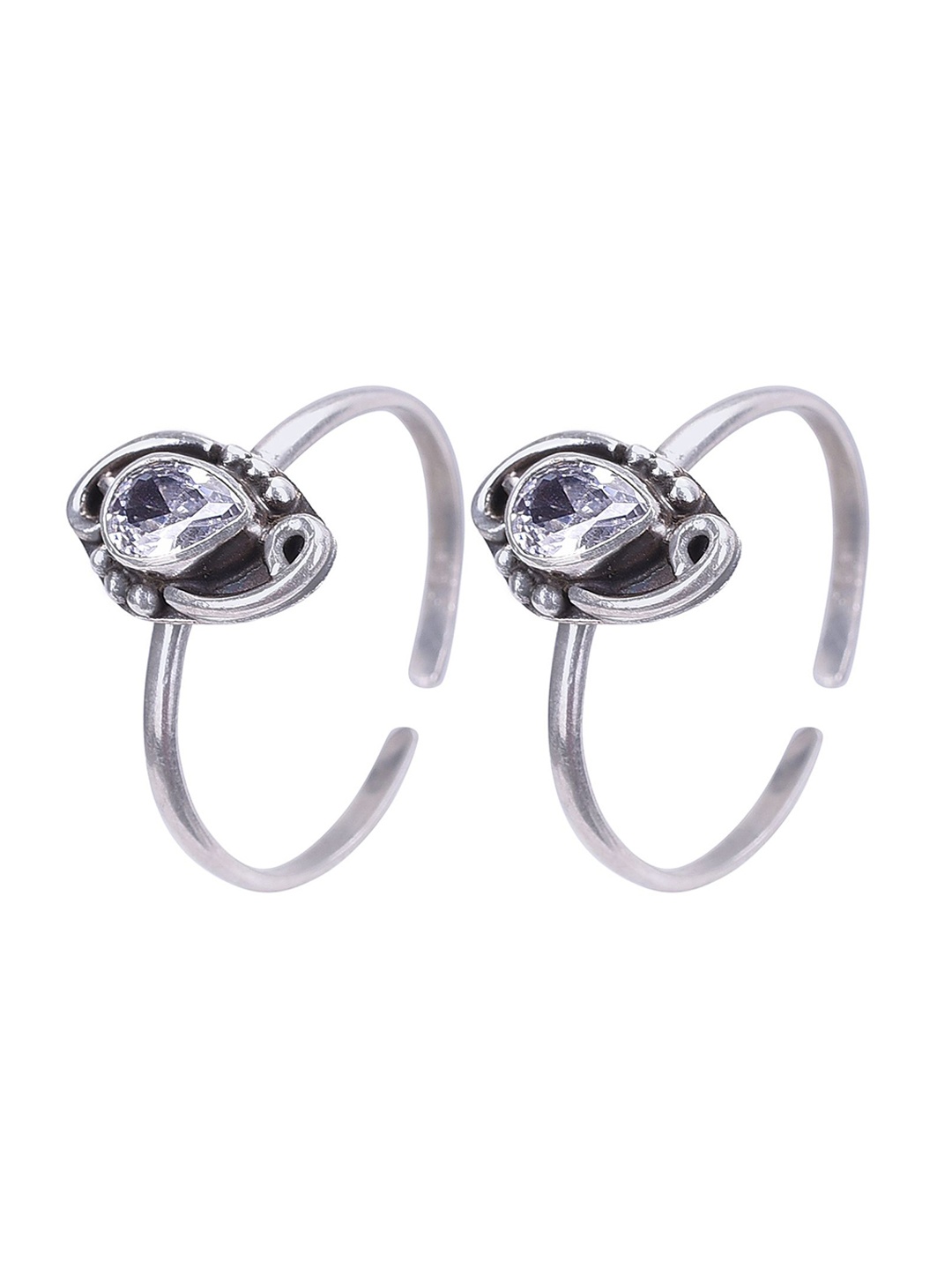 Peenzone Jewellers 925 Sterling Silver-Plated Cubic Zirconia Stone Studded Toe Rings
Peenzone Jewellers 925 Sterling Silver-Plated Cubic Zirconia Stone Studded Toe Rings
