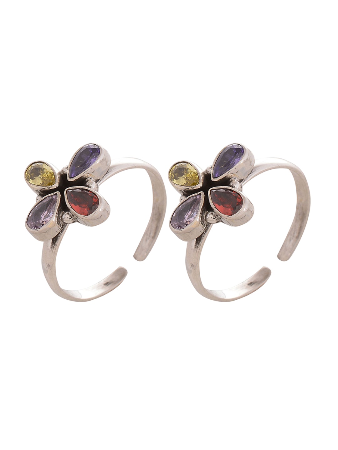 Peenzone Jewellers 925 Sterling Silver-Plated Cubic Zirconia Stone Studded Toe Rings
Peenzone Jewellers 925 Sterling Silver-Plated Cubic Zirconia Stone Studded Toe Rings