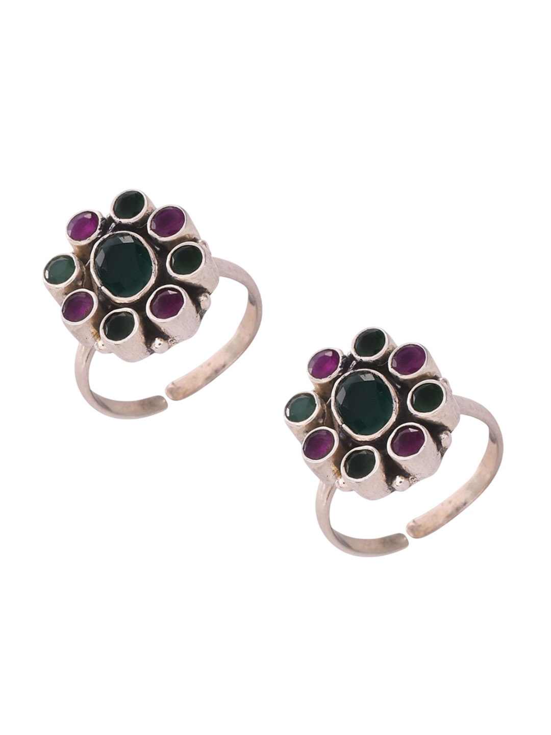 Peenzone Jewellers 925 Sterling Silver-Plated Cubic Zirconia Stone Studded Toe Rings
Peenzone Jewellers 925 Sterling Silver-Plated Cubic Zirconia Stone Studded Toe Rings