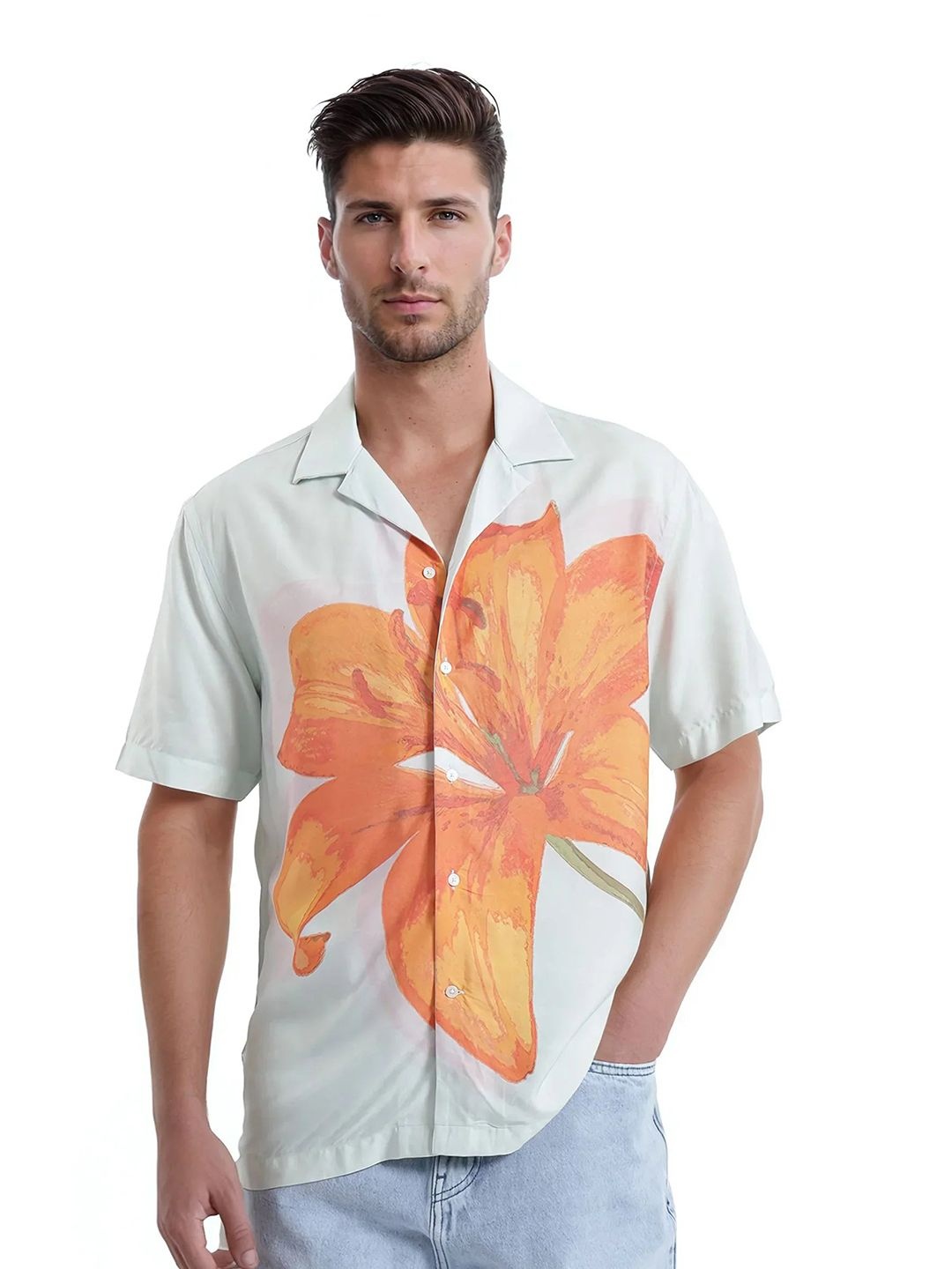 RARE RABBIT Men Comfort Boxy Fit Cuban Collar Floral Printed Cotton Casual Shirt, Green
RARE RABBIT Men Comfort Boxy Fit Cuban Collar Floral Printed Cotton Casual Shirt, Green