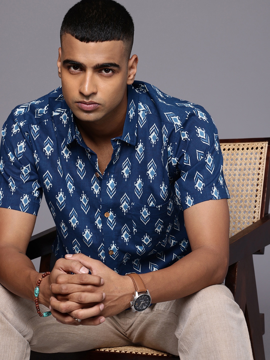 Patrah Relaxed Fit Opaque Ethnic Motifs Printed Pure Cotton Casual Shirt, Blue
Patrah Relaxed Fit Opaque Ethnic Motifs Printed Pure Cotton Casual Shirt, Blue