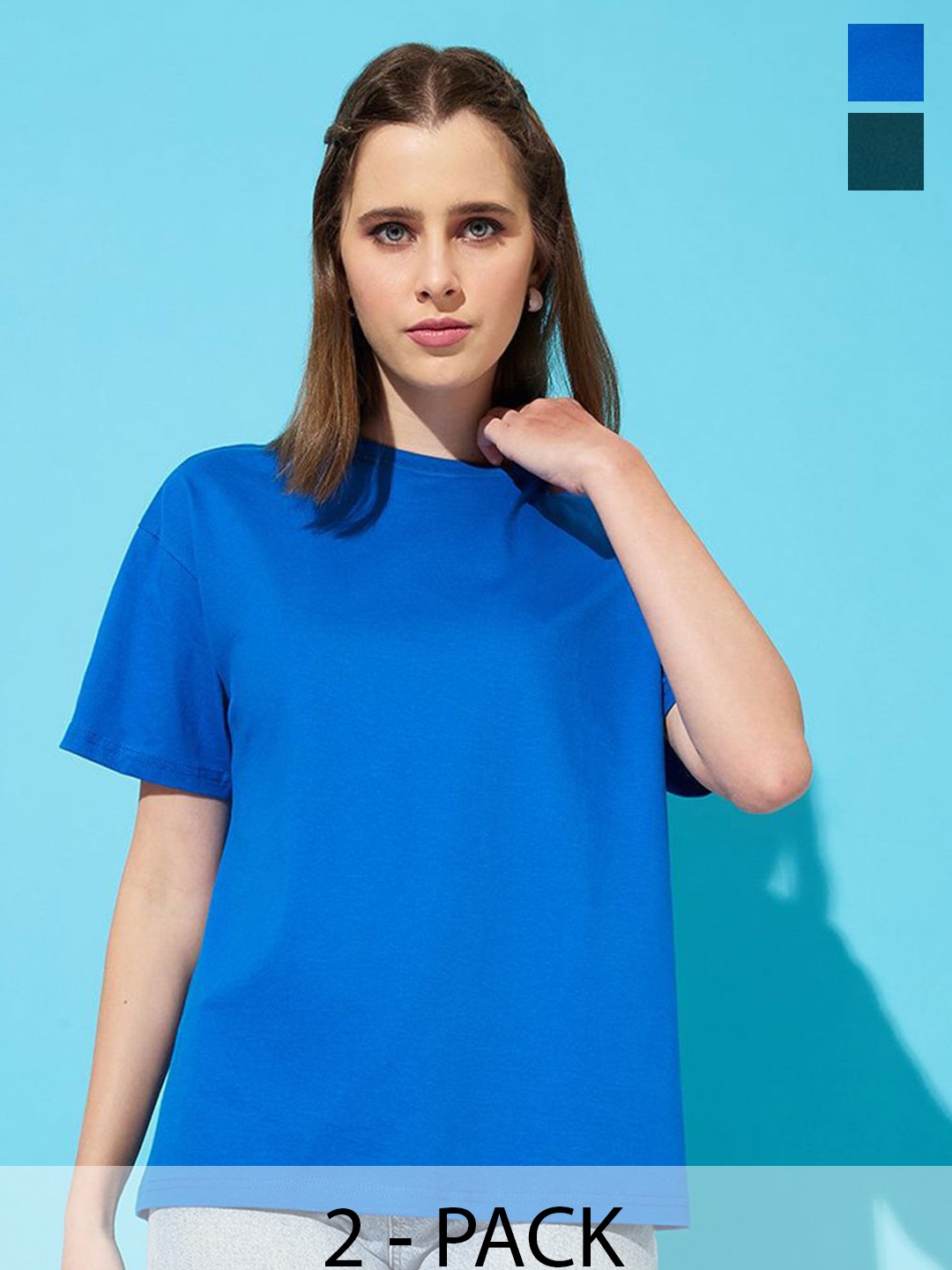 The Roadster Lifestyle Co. Women Pack Of 2 Solid Round Neck Cotton Relaxed Fit T-shirts, Green
The Roadster Lifestyle Co. Women Pack Of 2 Solid Round Neck Cotton Relaxed Fit T-shirts, Green