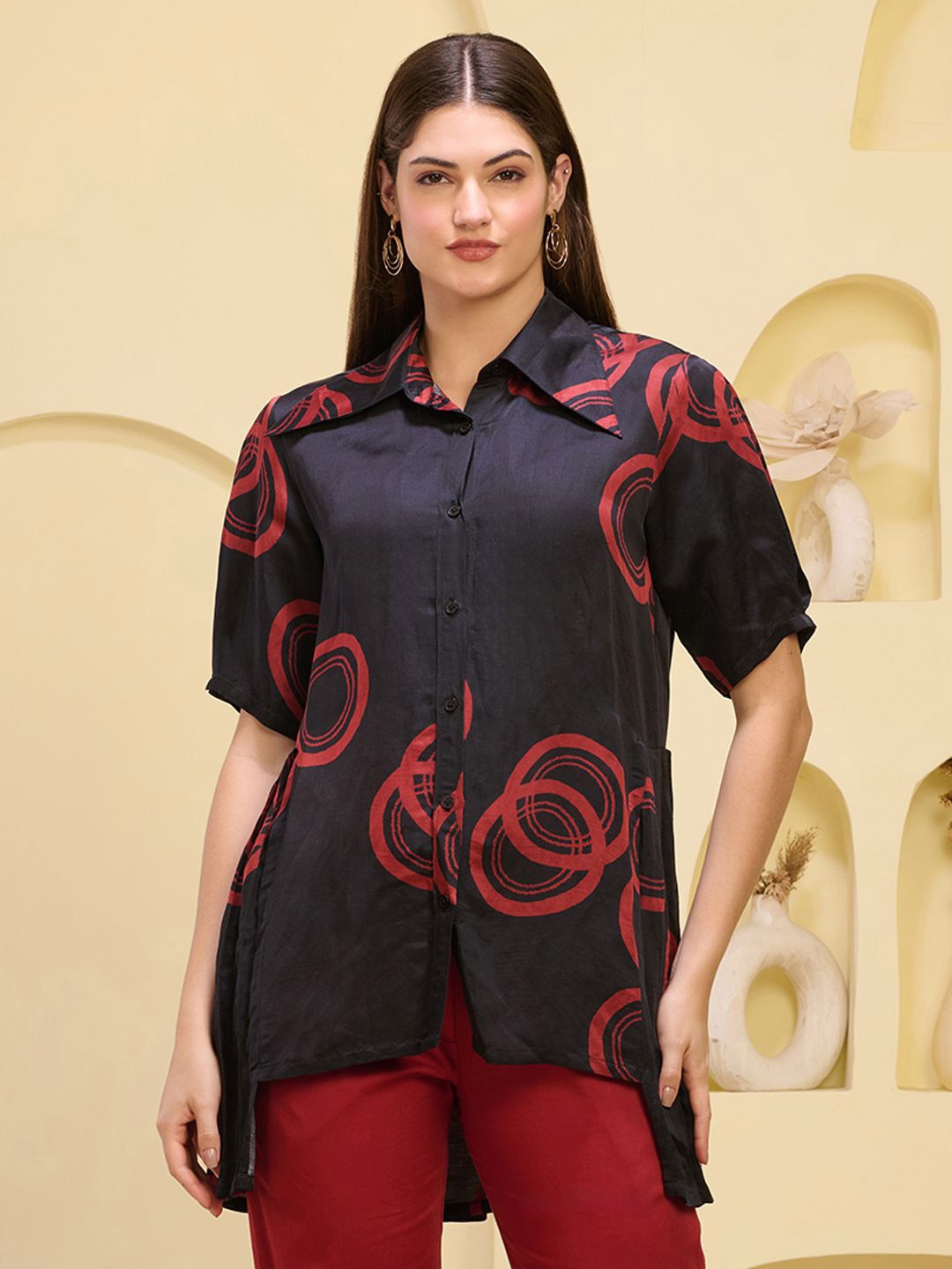 First Resort by Ramola Bachchan Women Comfort Fit Geometric Printed Casual Shirt, Black
First Resort by Ramola Bachchan Women Comfort Fit Geometric Printed Casual Shirt, Black