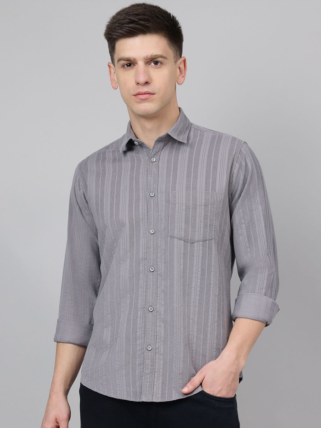 Richlook Men Comfort Fit Spread Collar Vertical Striped Cotton Casual Shirt, Grey
Richlook Men Comfort Fit Spread Collar Vertical Striped Cotton Casual Shirt, Grey