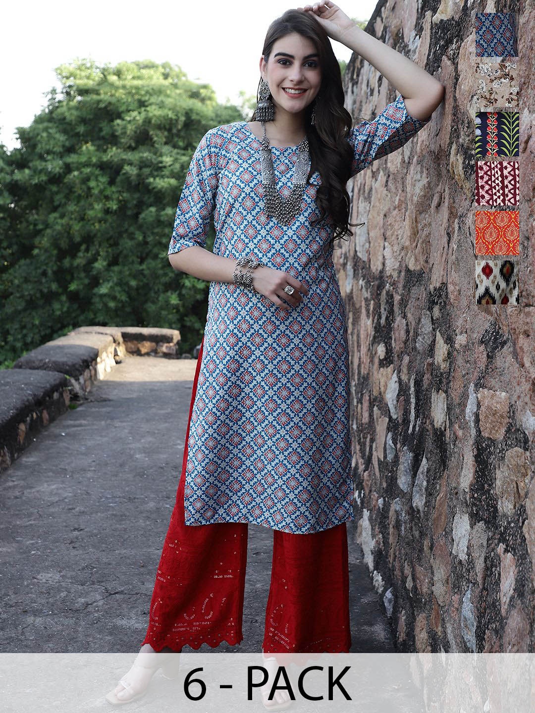 7Threads Selection 0f 6 Ethnic Motifs Printed Round Neck Straight Crepe Kurta, Blue
7Threads Selection 0f 6 Ethnic Motifs Printed Round Neck Straight Crepe Kurta, Blue