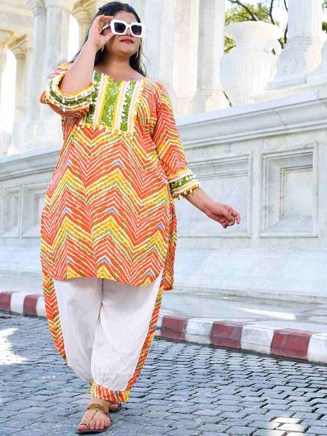 The Plus Size Store by Meera Creations Tangy Splash Printed Pure Cotton Tunic & Trousers, Orange
The Plus Size Store by Meera Creations Tangy Splash Printed Pure Cotton Tunic & Trousers, Orange