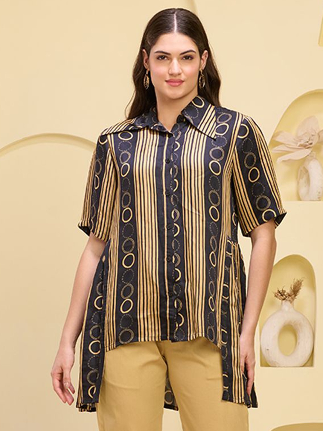First Resort by Ramola Bachchan Women Comfort Fit Geometric Printed Casual Shirt, Navy blue
First Resort by Ramola Bachchan Women Comfort Fit Geometric Printed Casual Shirt, Navy blue