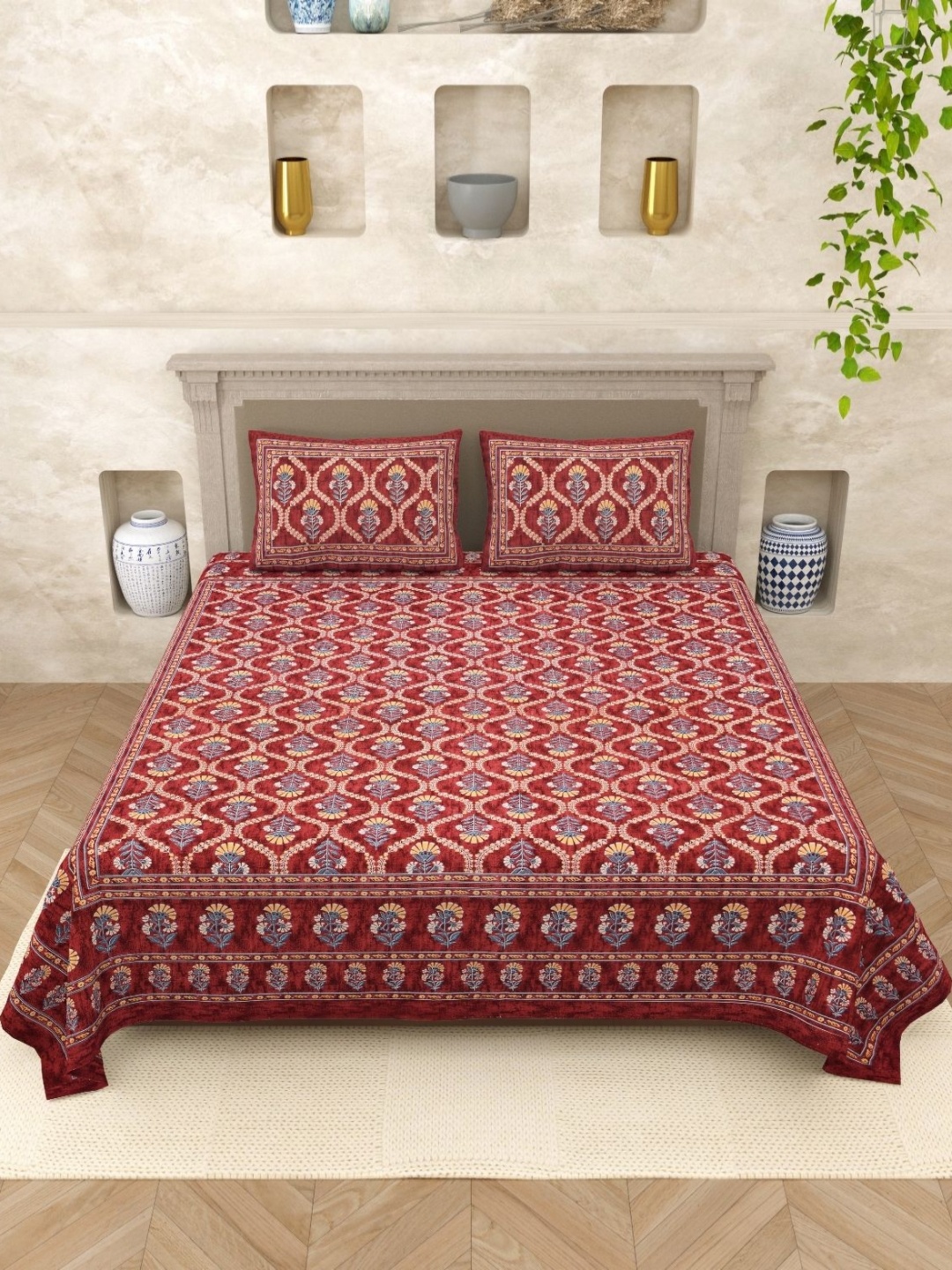 JAIPUR PRIME Brown Floral Printed Pure Cotton 200 TC Queen Bedsheet Set 2.74 m x 2.28 m
JAIPUR PRIME Brown Floral Printed Pure Cotton 200 TC Queen Bedsheet Set 2.74 m x 2.28 m