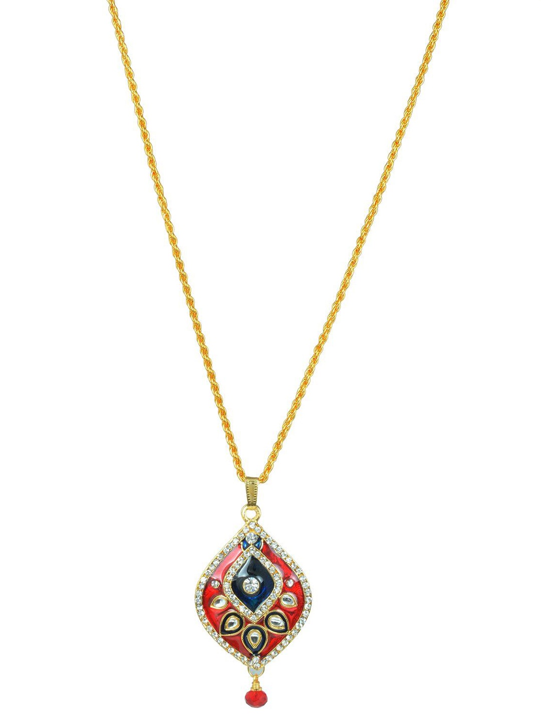 MEMOIR Unisex Gold-Plated Cubic Zirconia & Kundan Teardrop Shaped Charm Pendant With Chain
MEMOIR Unisex Gold-Plated Cubic Zirconia & Kundan Teardrop Shaped Charm Pendant With Chain