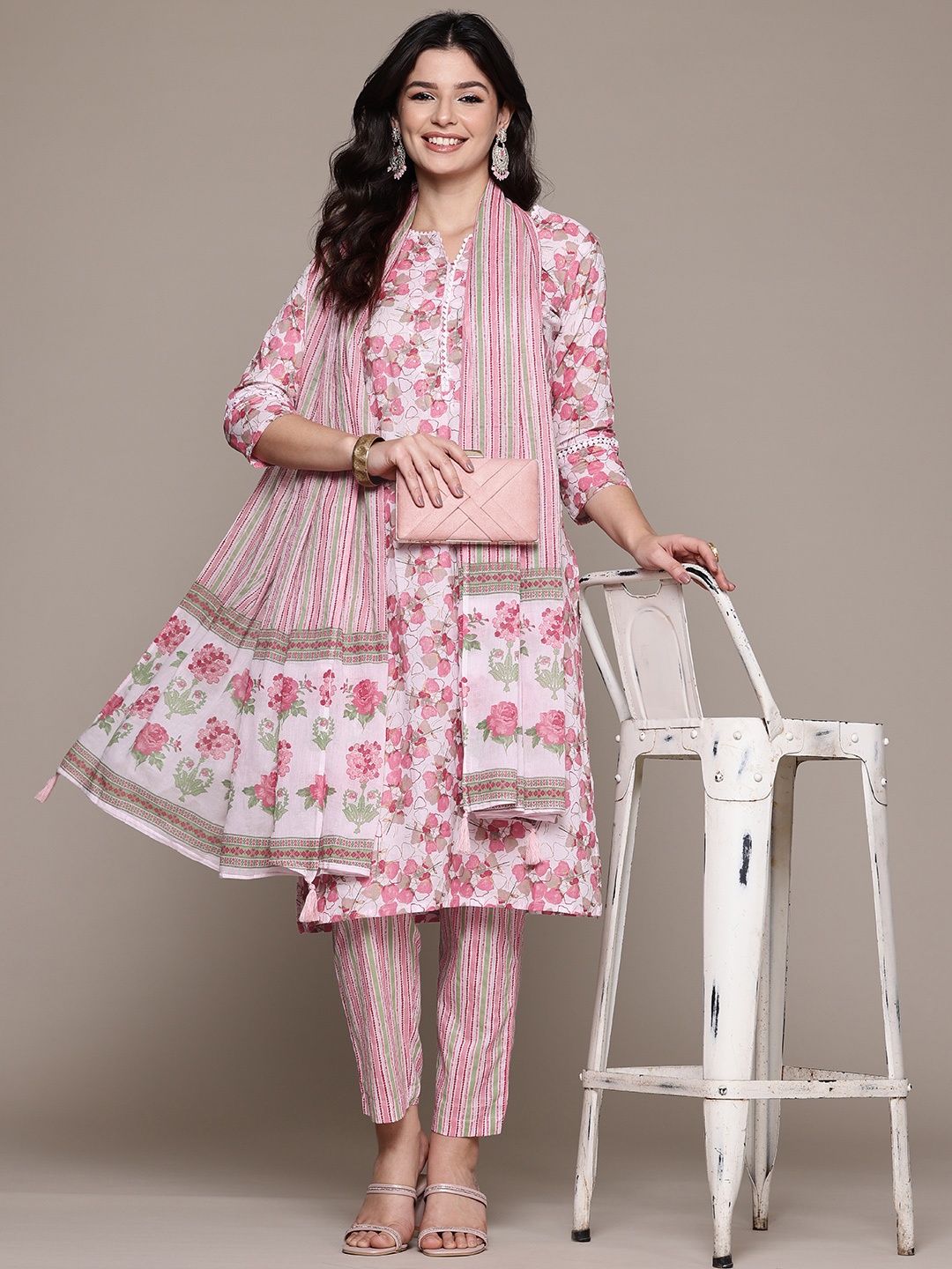 Readiprint Floral Printed Sequinned Pure Cotton Kurta With Trousers & Dupatta, Pink
Readiprint Floral Printed Sequinned Pure Cotton Kurta With Trousers & Dupatta, Pink