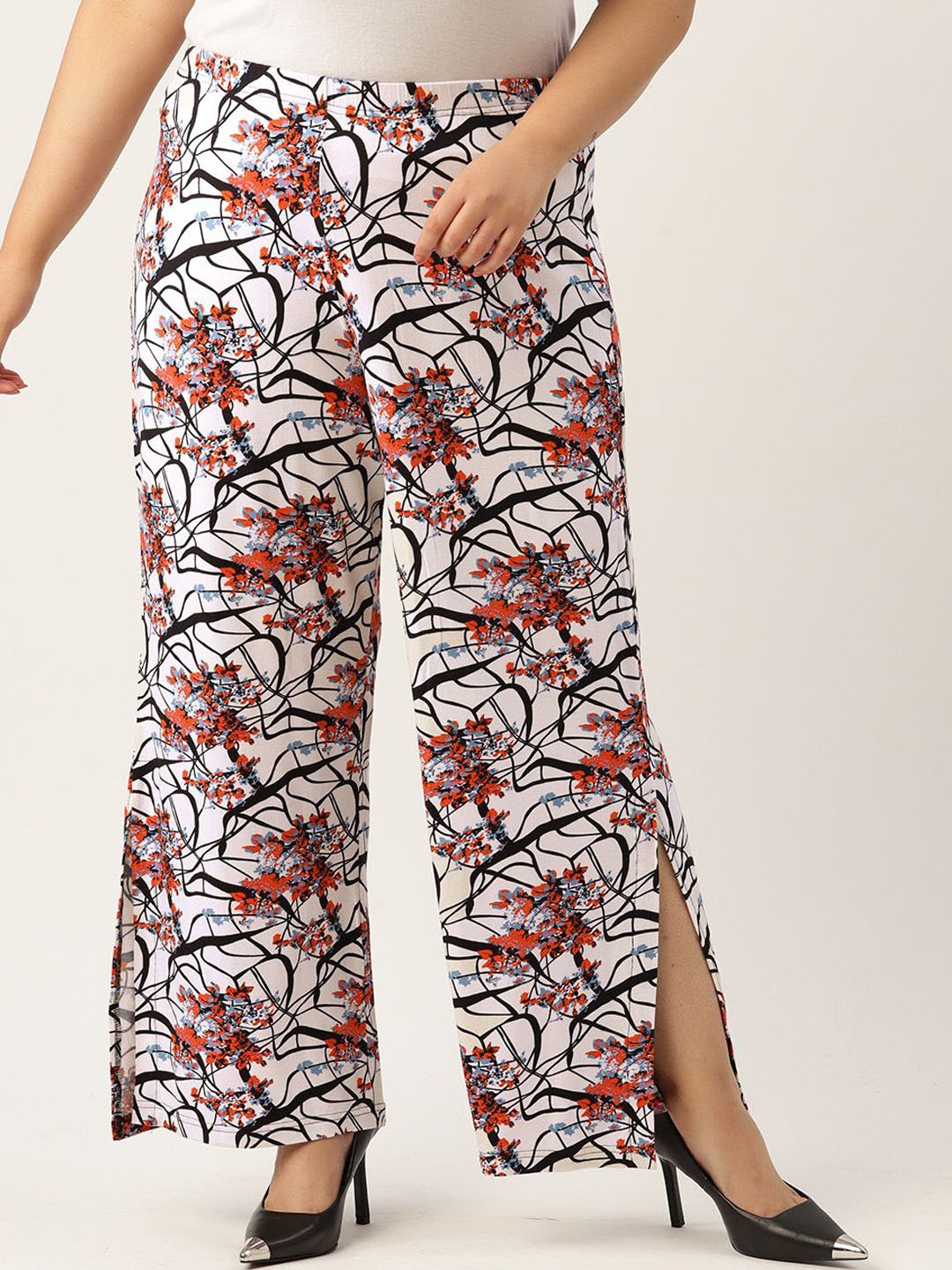 theRebelinme Women Plus Size Floral Printed Wide Leg Relaxed High-Rise Easy Wash Trousers, White
theRebelinme Women Plus Size Floral Printed Wide Leg Relaxed High-Rise Easy Wash Trousers, White