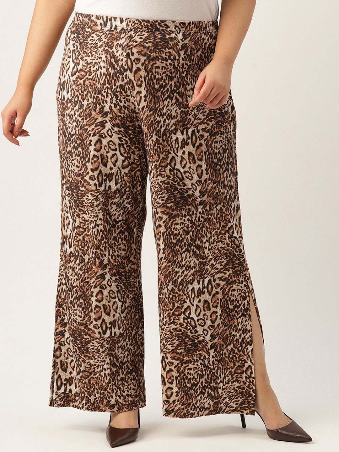 theRebelinme Women Plus Size Animal Printed Relaxed High-Rise Easy Wash Wide Leg Trousers, Brown
theRebelinme Women Plus Size Animal Printed Relaxed High-Rise Easy Wash Wide Leg Trousers, Brown