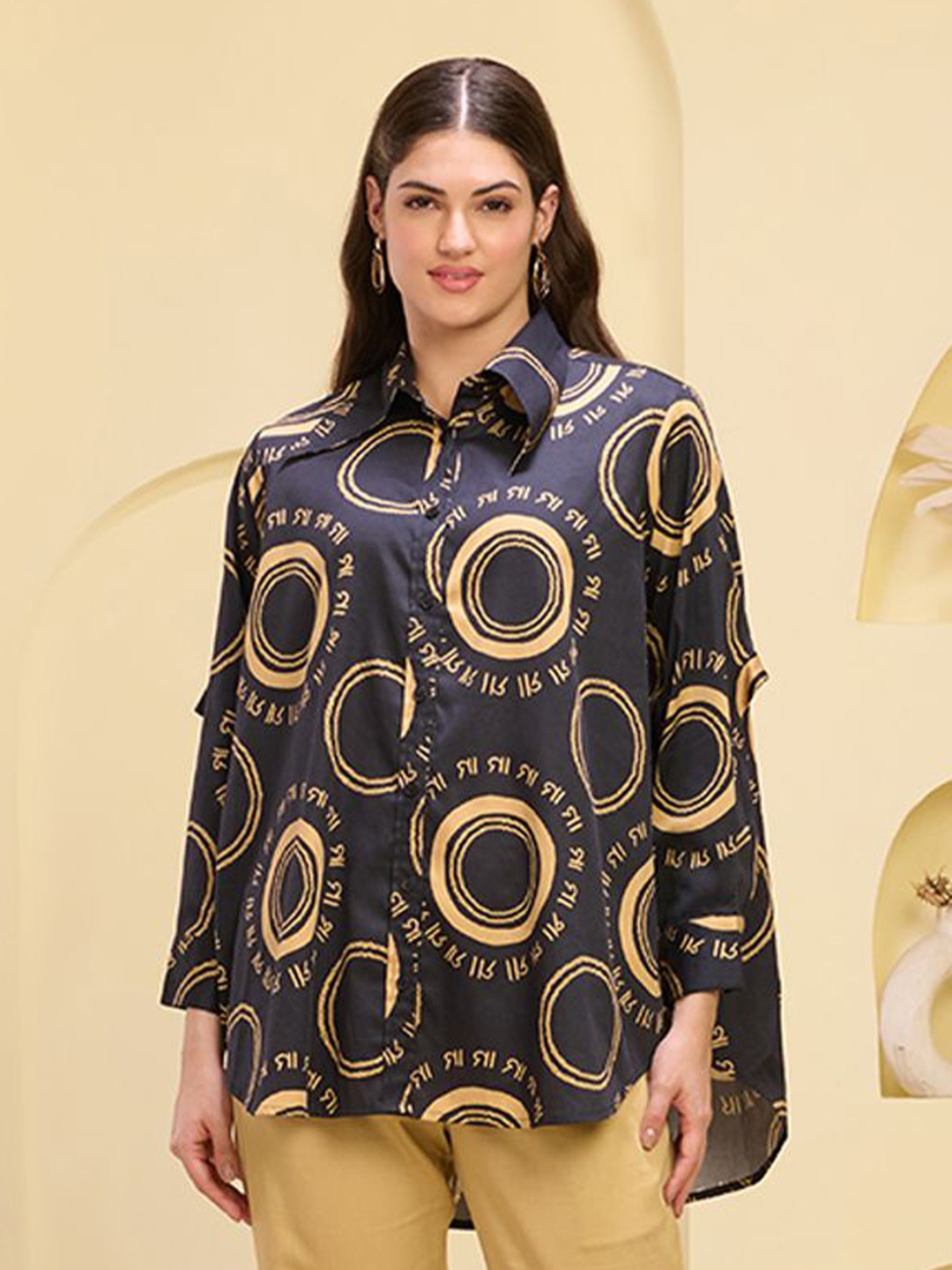 First Resort by Ramola Bachchan Women Comfort Oversized Fit Graphic Printed Cotton Shirt, Navy blue
First Resort by Ramola Bachchan Women Comfort Oversized Fit Graphic Printed Cotton Shirt, Navy blue