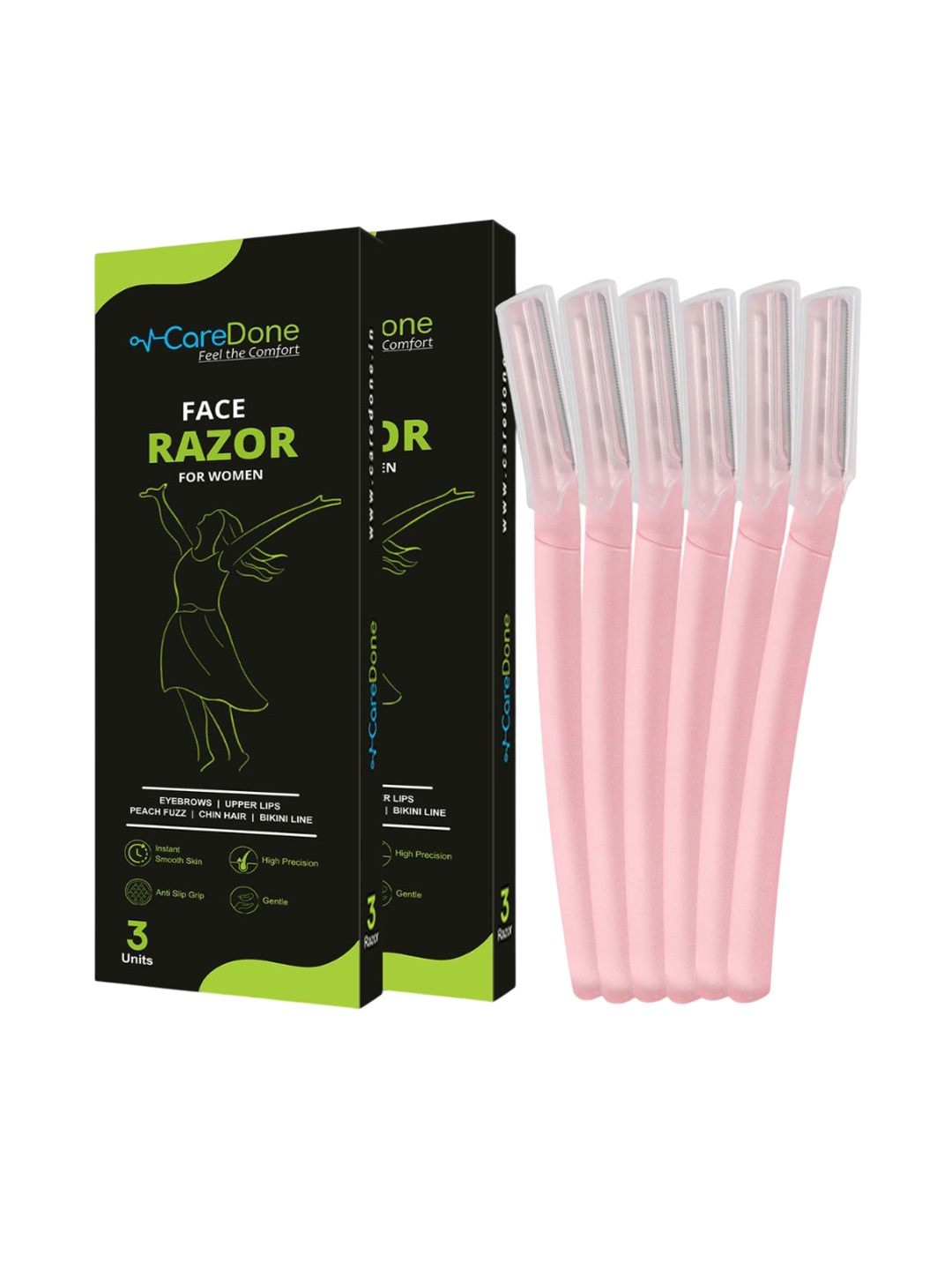 CareDone Set Of 2 Pain Free & Safe Face Razor For Eyebrows & Upper Lips - 3 Units Each, Pink
CareDone Set Of 2 Pain Free & Safe Face Razor For Eyebrows & Upper Lips - 3 Units Each, Pink