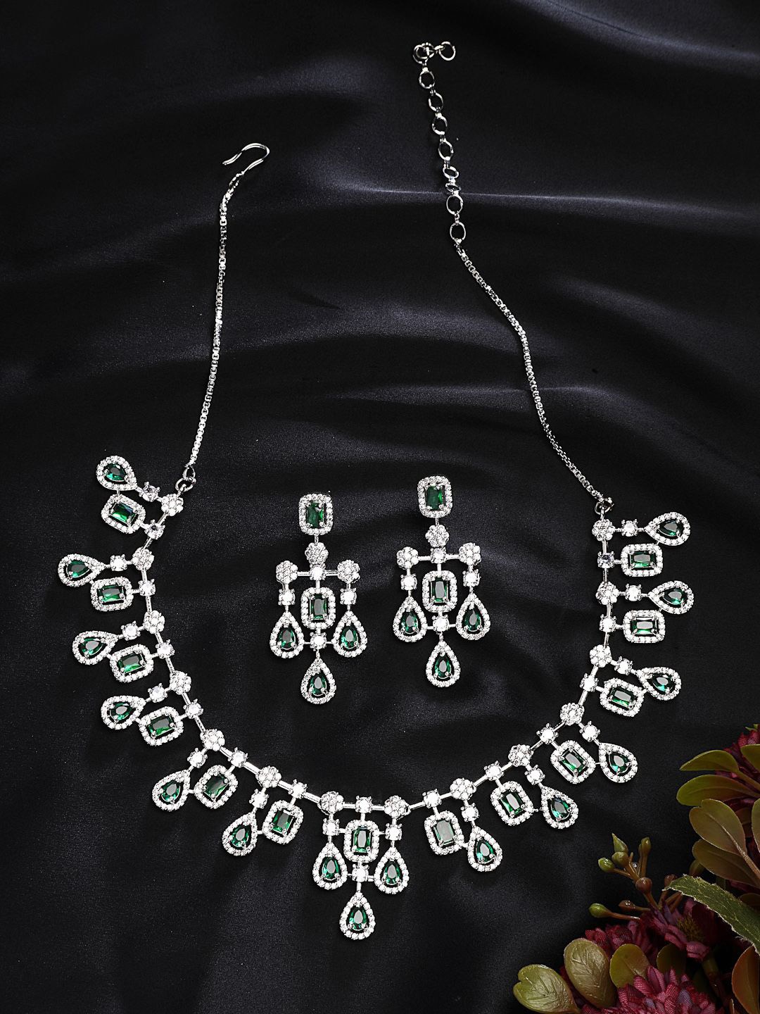 ZENEME Rhodium-Plated American Diamond Stone Studded Square Shaped Jewellery Set, Silver
ZENEME Rhodium-Plated American Diamond Stone Studded Square Shaped Jewellery Set, Silver