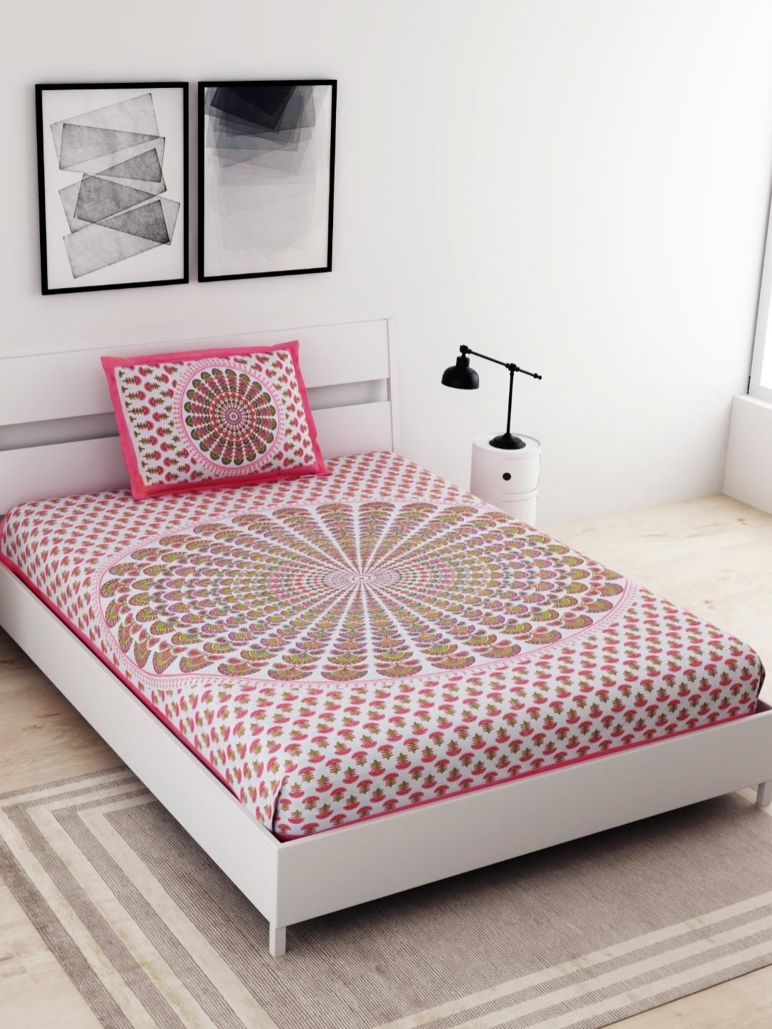 UNIQCHOICE Pink Floral Cotton 120 TC Single Bedsheet with 1 Pillow Cover-2.25 m x 1.50 m
UNIQCHOICE Pink Floral Cotton 120 TC Single Bedsheet with 1 Pillow Cover-2.25 m x 1.50 m
