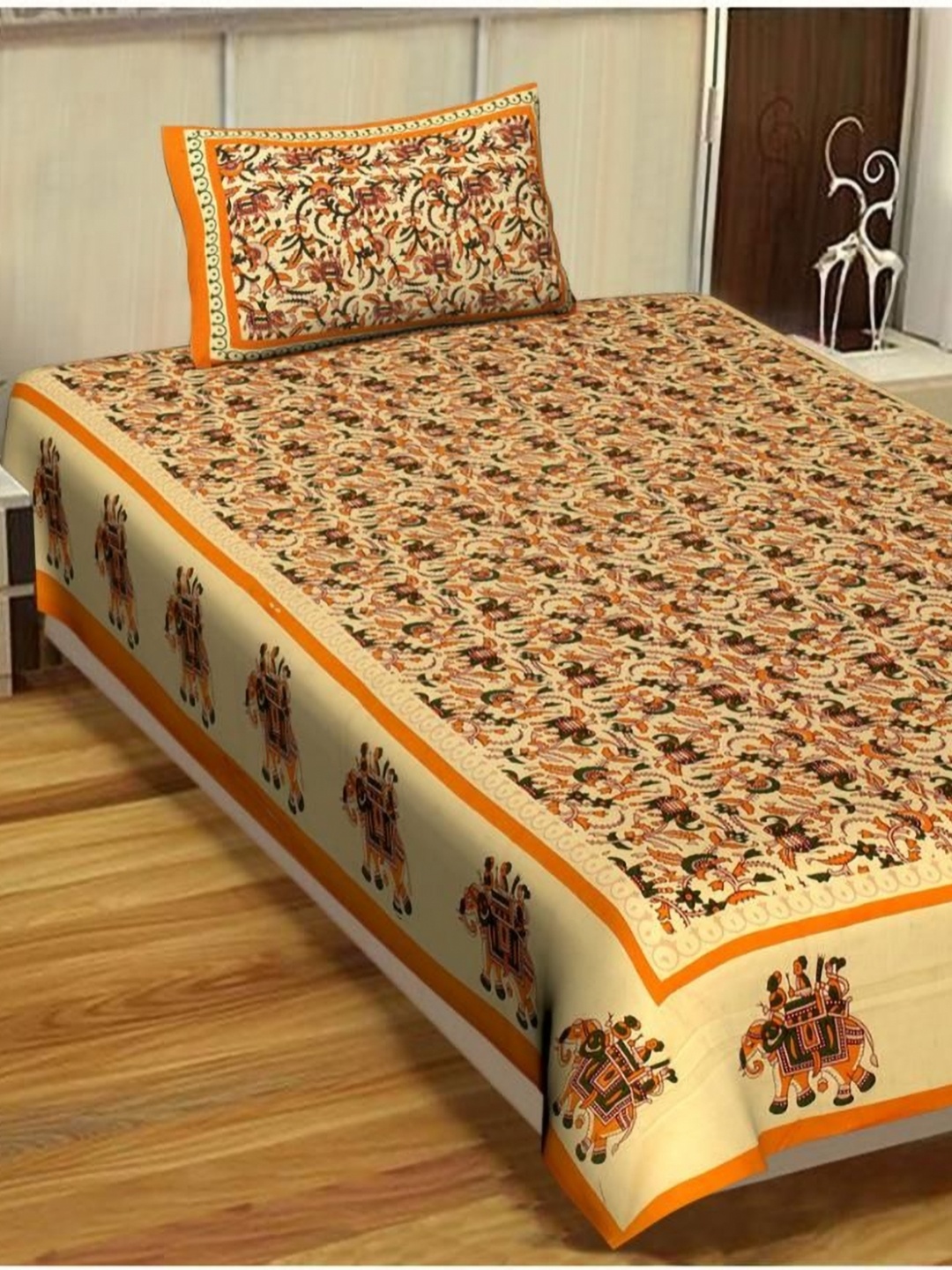 UNIQCHOICE Yellow Floral Cotton 120 TC Single Bedsheet with 1 Pillow Cover-2.25 m x 1.50 m
UNIQCHOICE Yellow Floral Cotton 120 TC Single Bedsheet with 1 Pillow Cover-2.25 m x 1.50 m