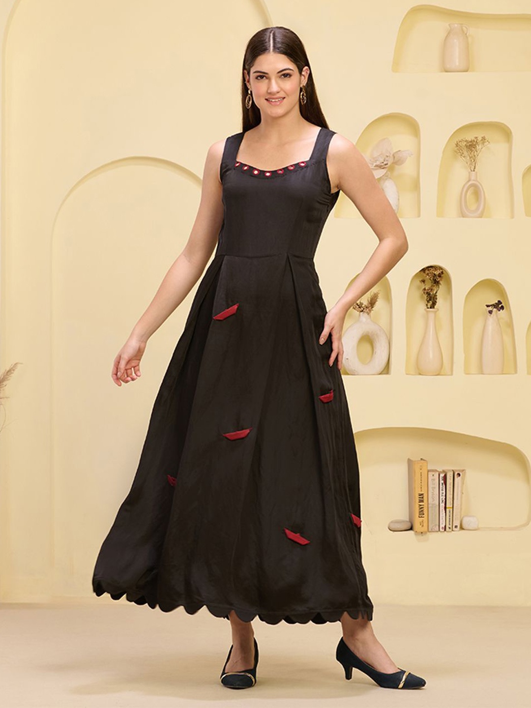 First Resort by Ramola Bachchan Women Embroidered Applique Shoulder Straps Maxi Dress, Black
First Resort by Ramola Bachchan Women Embroidered Applique Shoulder Straps Maxi Dress, Black
