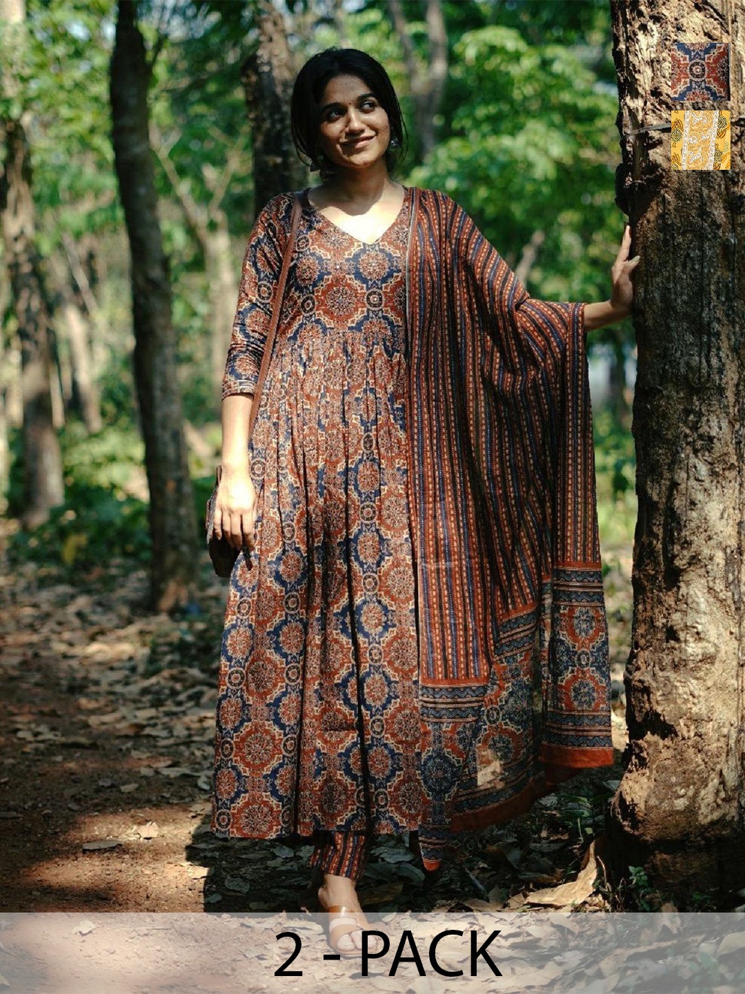 KALINI Selection Of 2 Ethnic Motifs Printed Anarkali Kurta With Trouser And Dupatta, Brown
KALINI Selection Of 2 Ethnic Motifs Printed Anarkali Kurta With Trouser And Dupatta, Brown