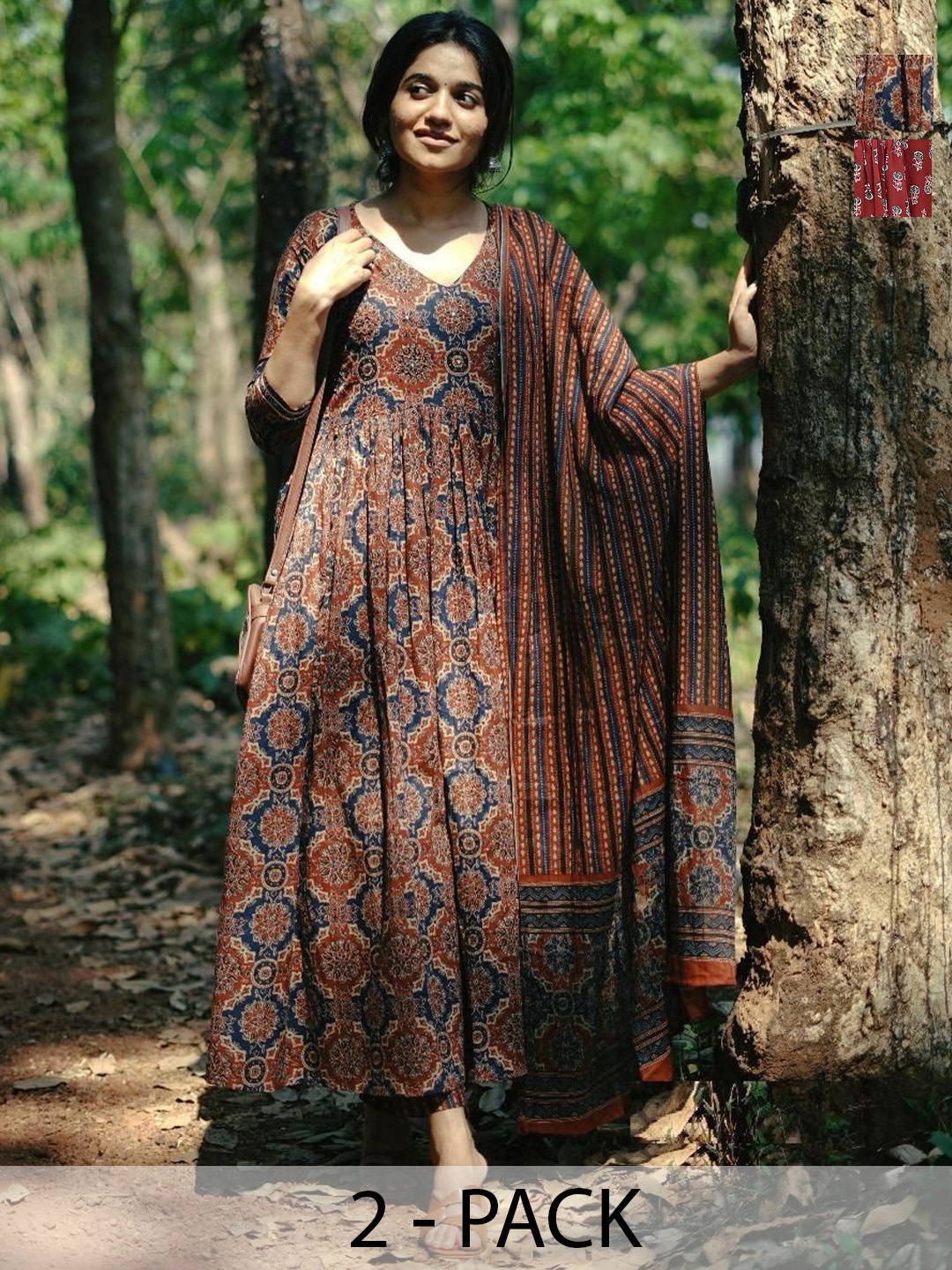 KALINI Selection Of 2 Ethnic Motifs Printed Kurtas With Trousers And Dupattas, Maroon
KALINI Selection Of 2 Ethnic Motifs Printed Kurtas With Trousers And Dupattas, Maroon