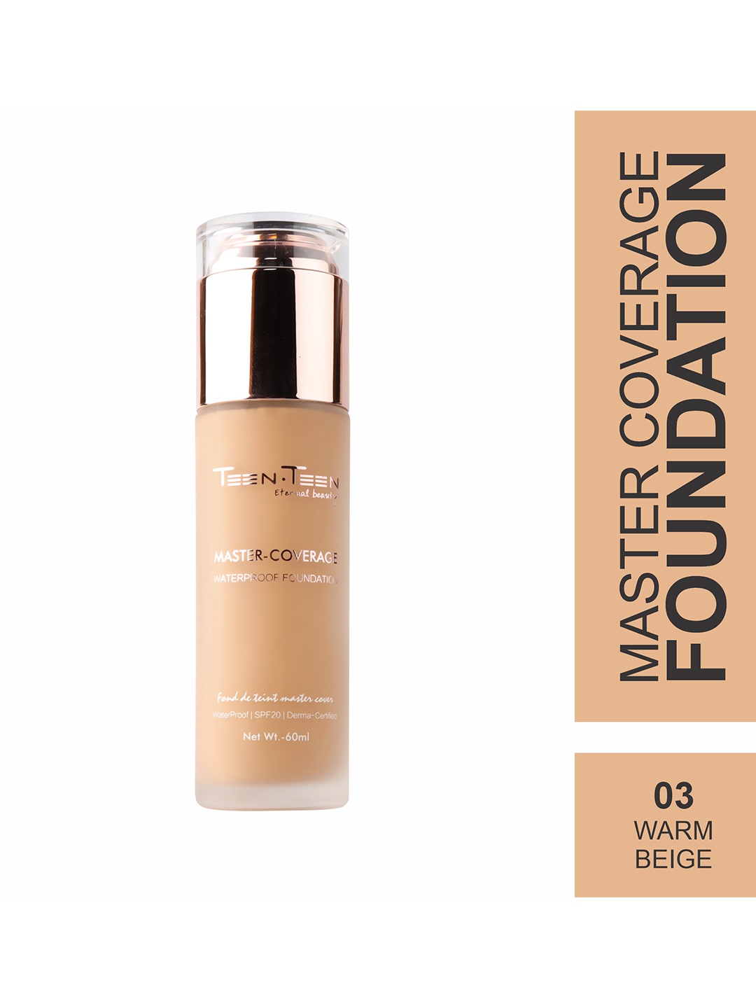 TEEN TEEN COSMETICS Master Coverage Waterproof SPF20 Foundation - 60 ml - Warm-Beige - 03
TEEN TEEN COSMETICS Master Coverage Waterproof SPF20 Foundation - 60 ml - Warm-Beige - 03