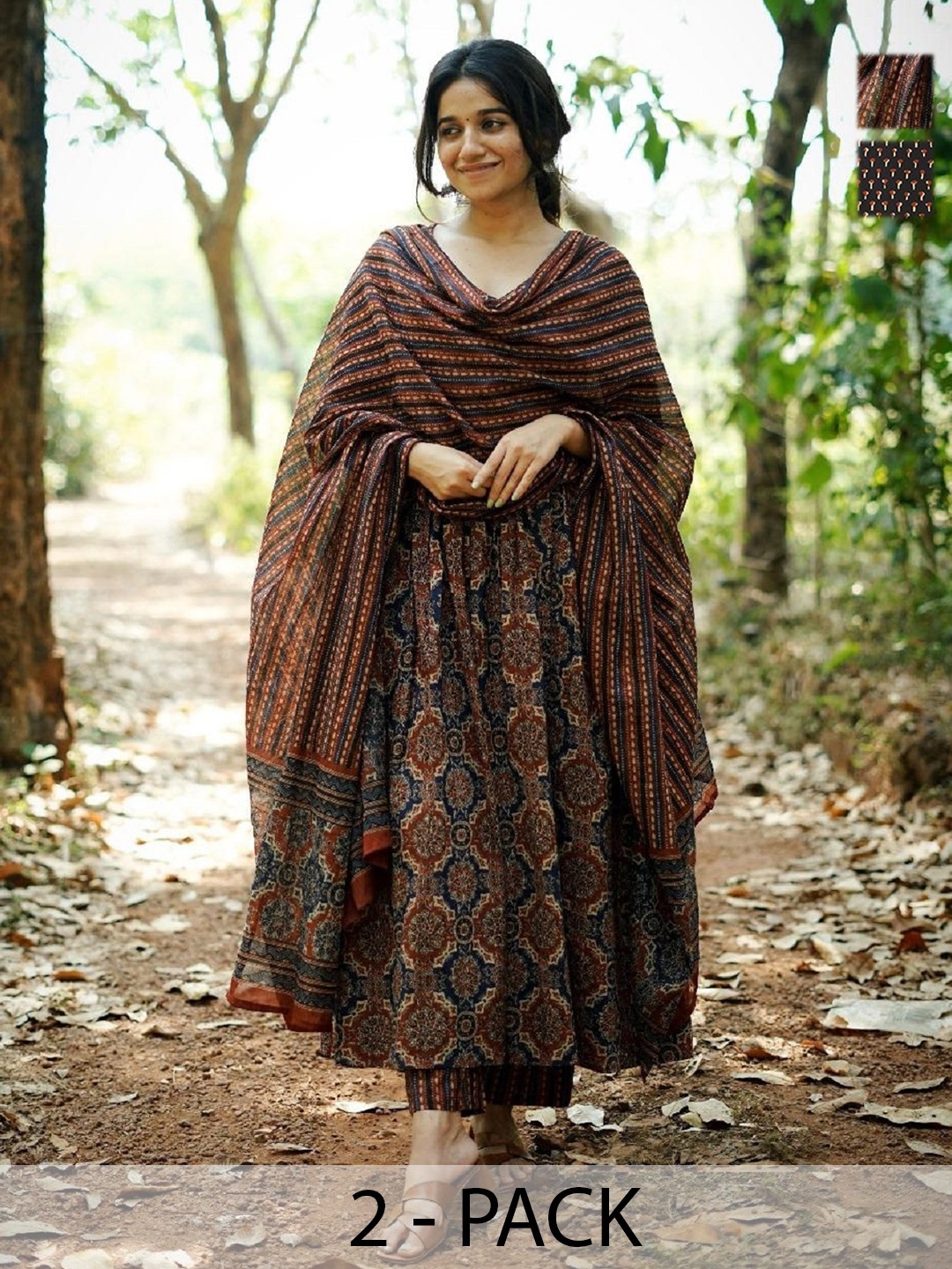 KALINI Selection Of 2 Ethnic Motifs Round Neck Printed Kurtas With Trousers And Dupattas, Black
KALINI Selection Of 2 Ethnic Motifs Round Neck Printed Kurtas With Trousers And Dupattas, Black