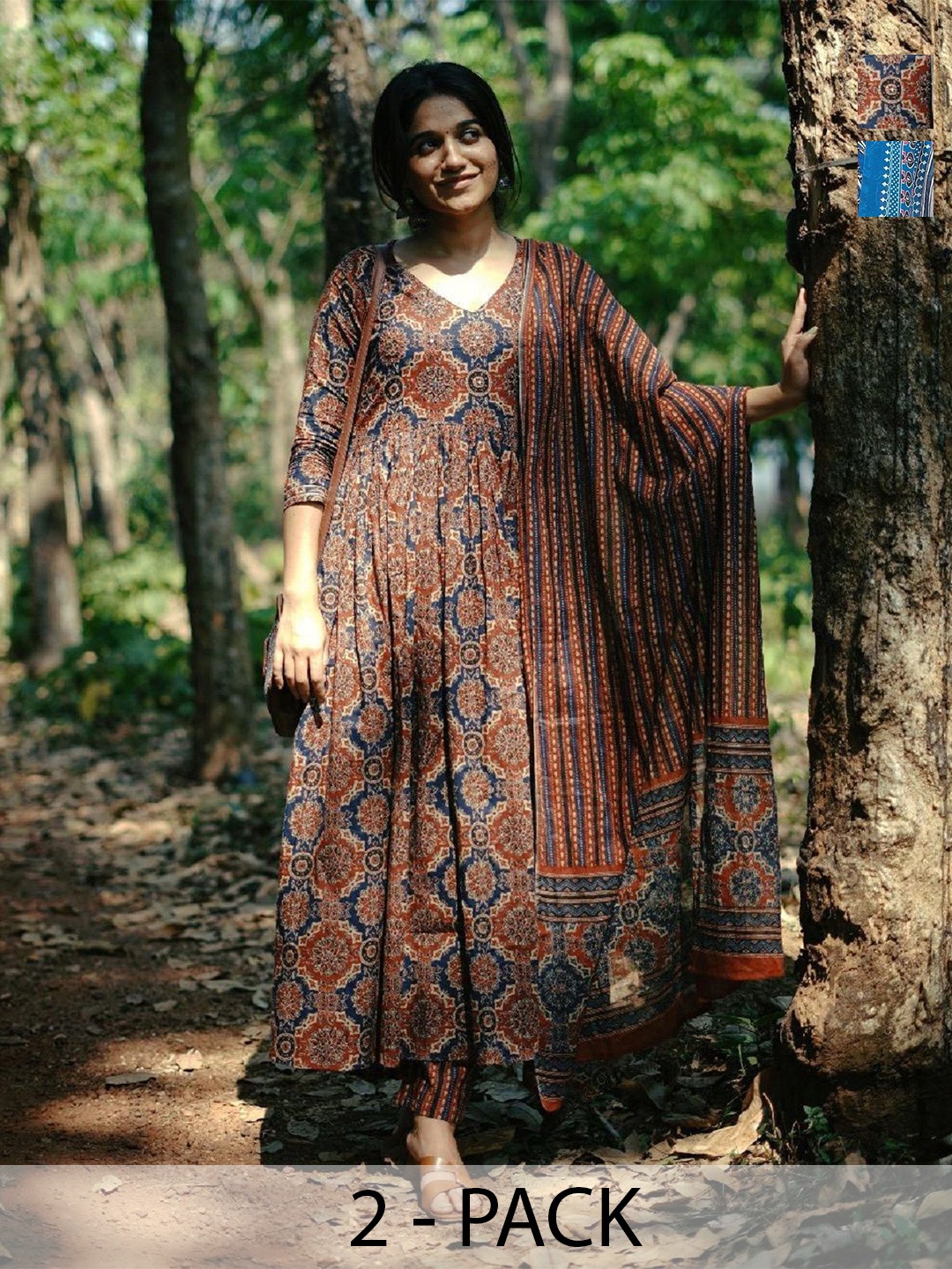 KALINI Anjana Selection of 2 Ethnic Motifs Printed Anarkali Kurta With Trouser And Dupatta, Brown
KALINI Anjana Selection of 2 Ethnic Motifs Printed Anarkali Kurta With Trouser And Dupatta, Brown