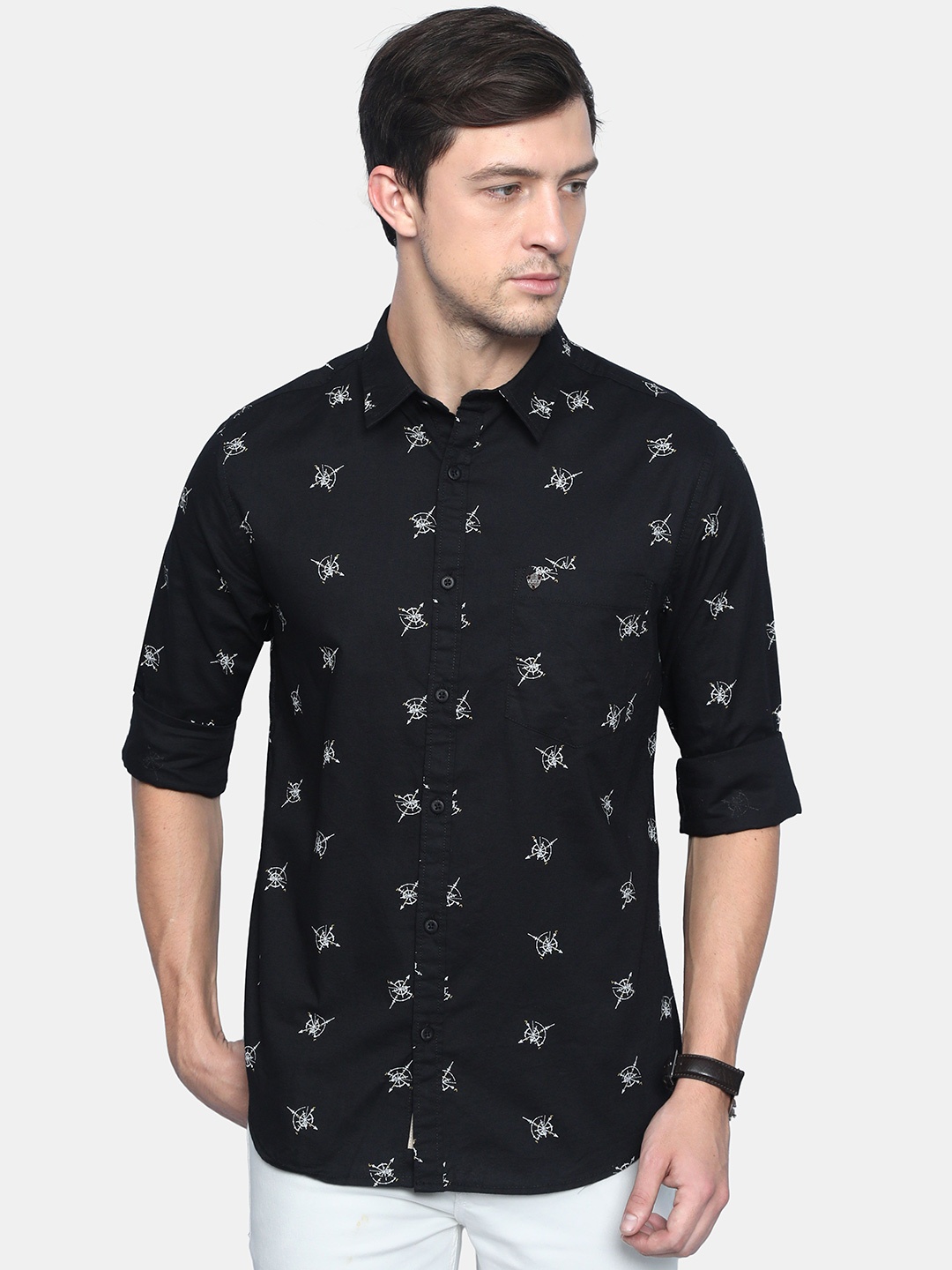 VUDU Men Comfort Fit Spread Collar Conversational Printed Cotton Casual Shirt, Black
VUDU Men Comfort Fit Spread Collar Conversational Printed Cotton Casual Shirt, Black