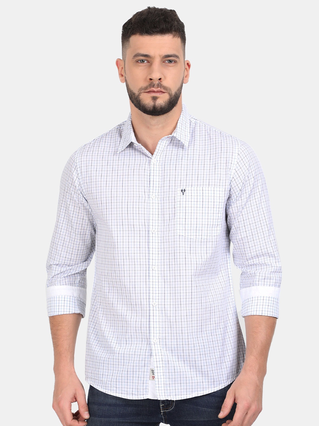 VUDU Men Comfort Fit Spread Collar Grid Tattersall Checked Cotton Casual Shirt, Blue
VUDU Men Comfort Fit Spread Collar Grid Tattersall Checked Cotton Casual Shirt, Blue