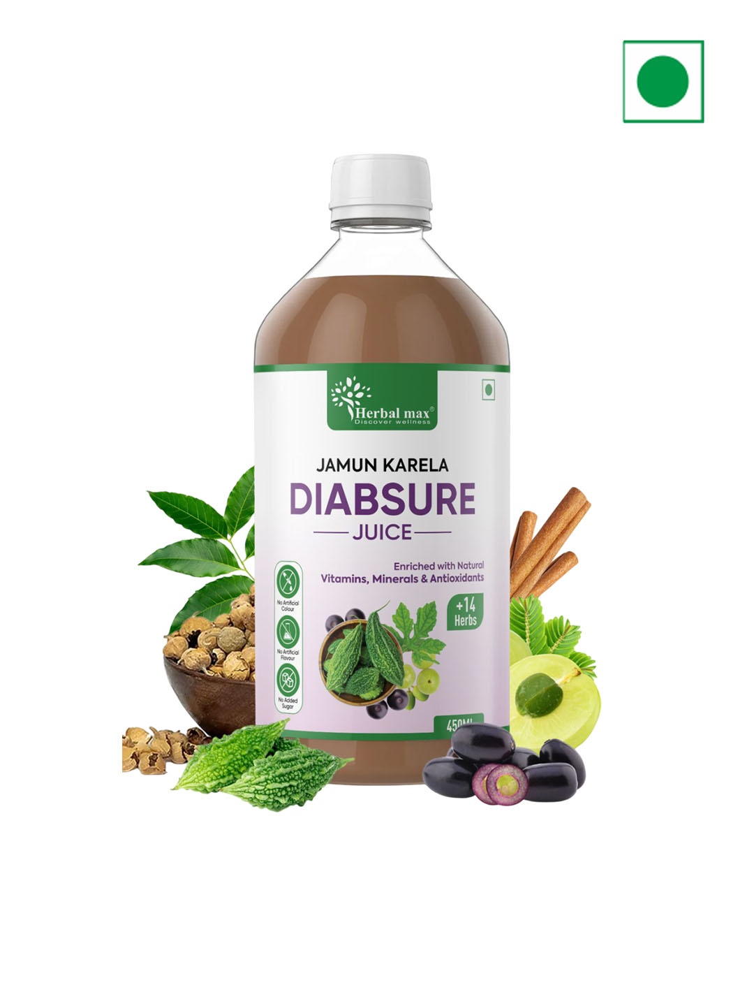 Herbal max Diabsure Juice Helps Manage Blood Sugar With Karela, Jamun & Natural Herbs, Brown
Herbal max Diabsure Juice Helps Manage Blood Sugar With Karela, Jamun & Natural Herbs, Brown