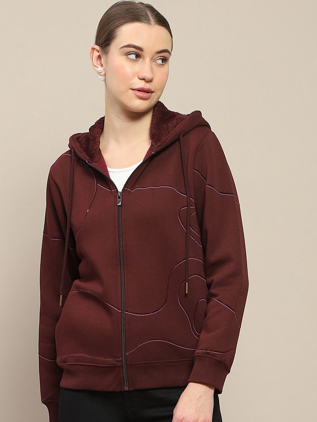 Madame Women Hooded Sweatshirt, Maroon
Madame Women Hooded Sweatshirt, Maroon