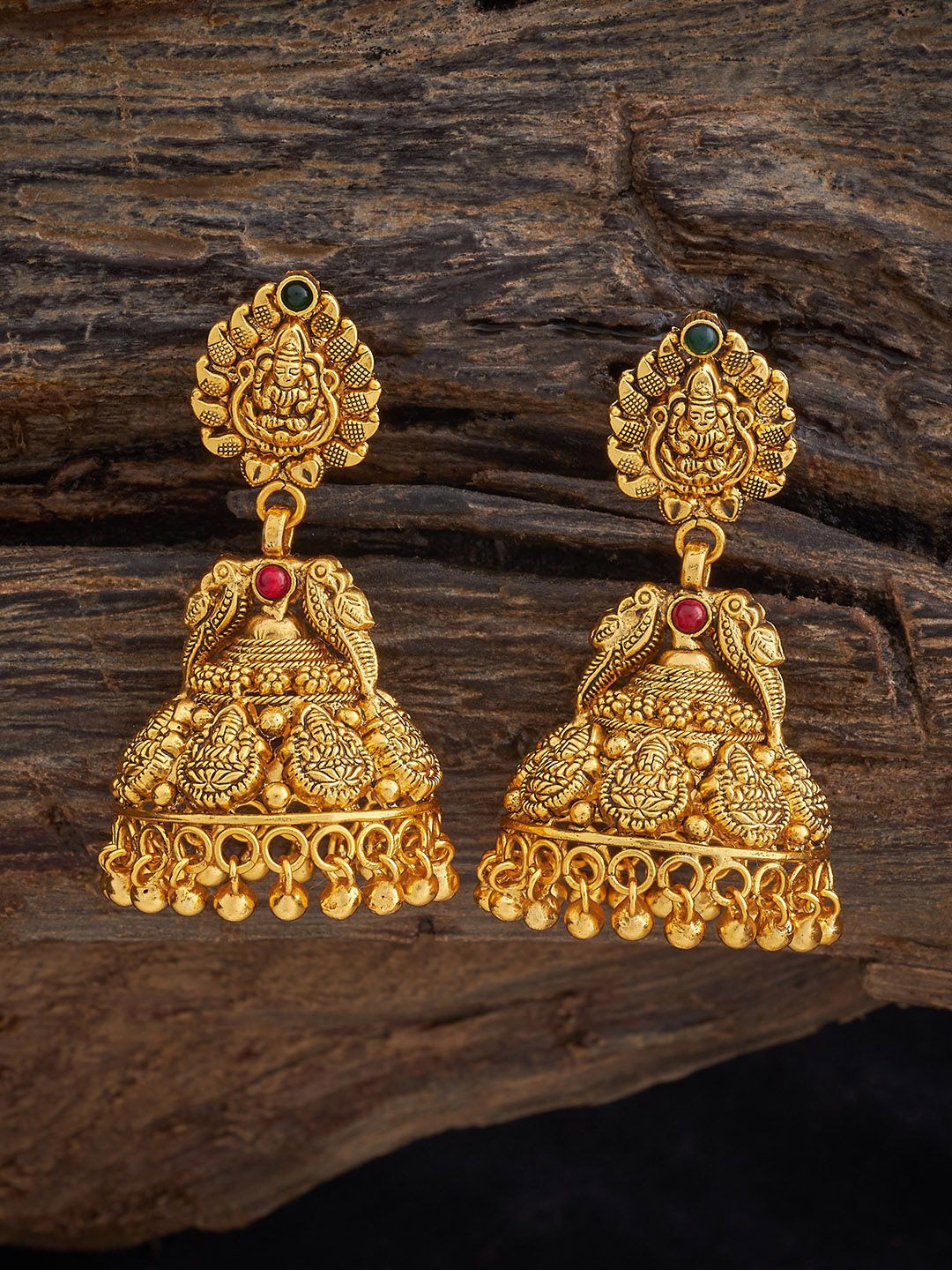 Kushal's Fashion Jewellery 92.5 Silver Gold Plating Dome Shaped Ruby Temple Jhumkas
Kushal's Fashion Jewellery 92.5 Silver Gold Plating Dome Shaped Ruby Temple Jhumkas