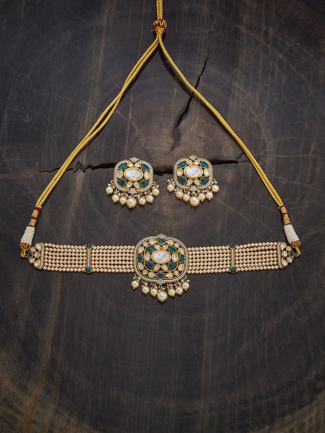 Kushal's Fashion Jewellery Victorian-Plated Kundan Studded & Beaded Jewellery Set, Gold
Kushal's Fashion Jewellery Victorian-Plated Kundan Studded & Beaded Jewellery Set, Gold