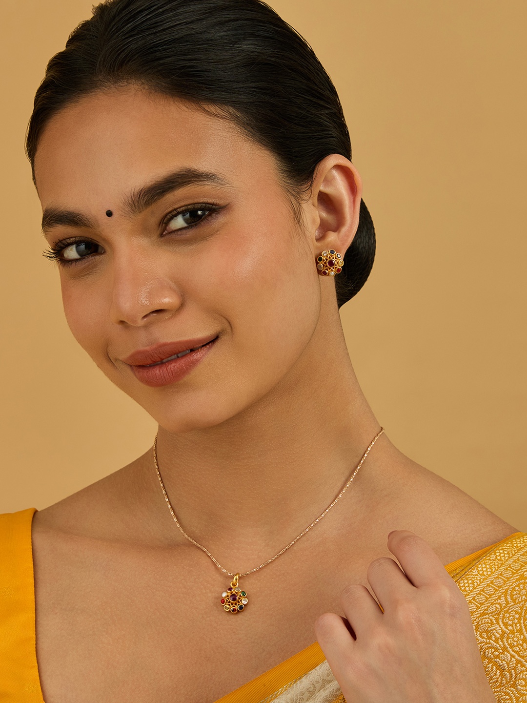 Kushal's Fashion Jewellery Gold-Plated Sterling Silver Navaratna Studded Jewellery Set
Kushal's Fashion Jewellery Gold-Plated Sterling Silver Navaratna Studded Jewellery Set